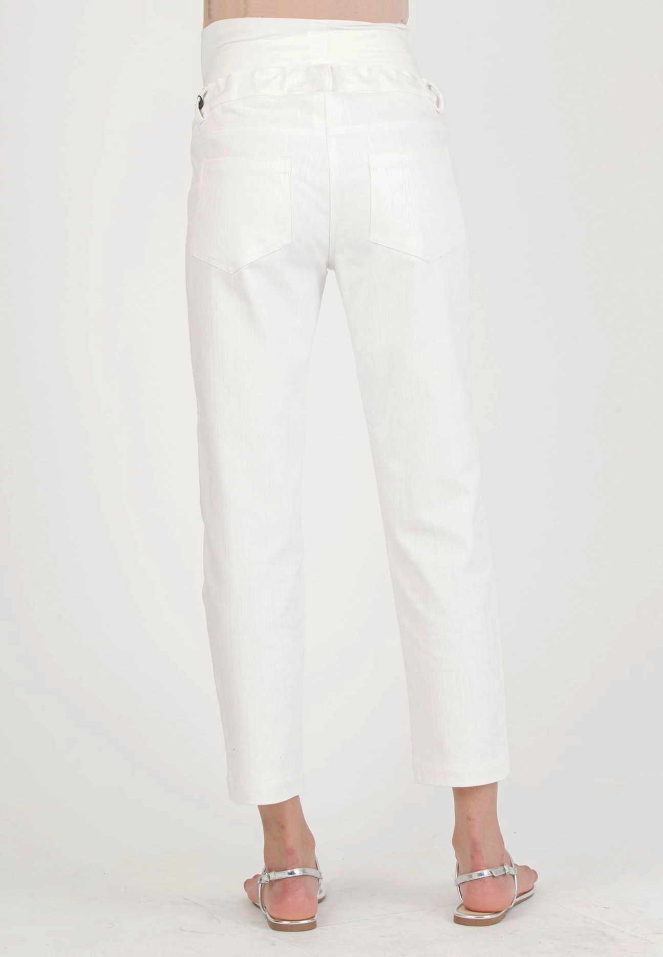 STEPH J - Boyfriend Premaman in Finto Jeans (Avorio, XS)