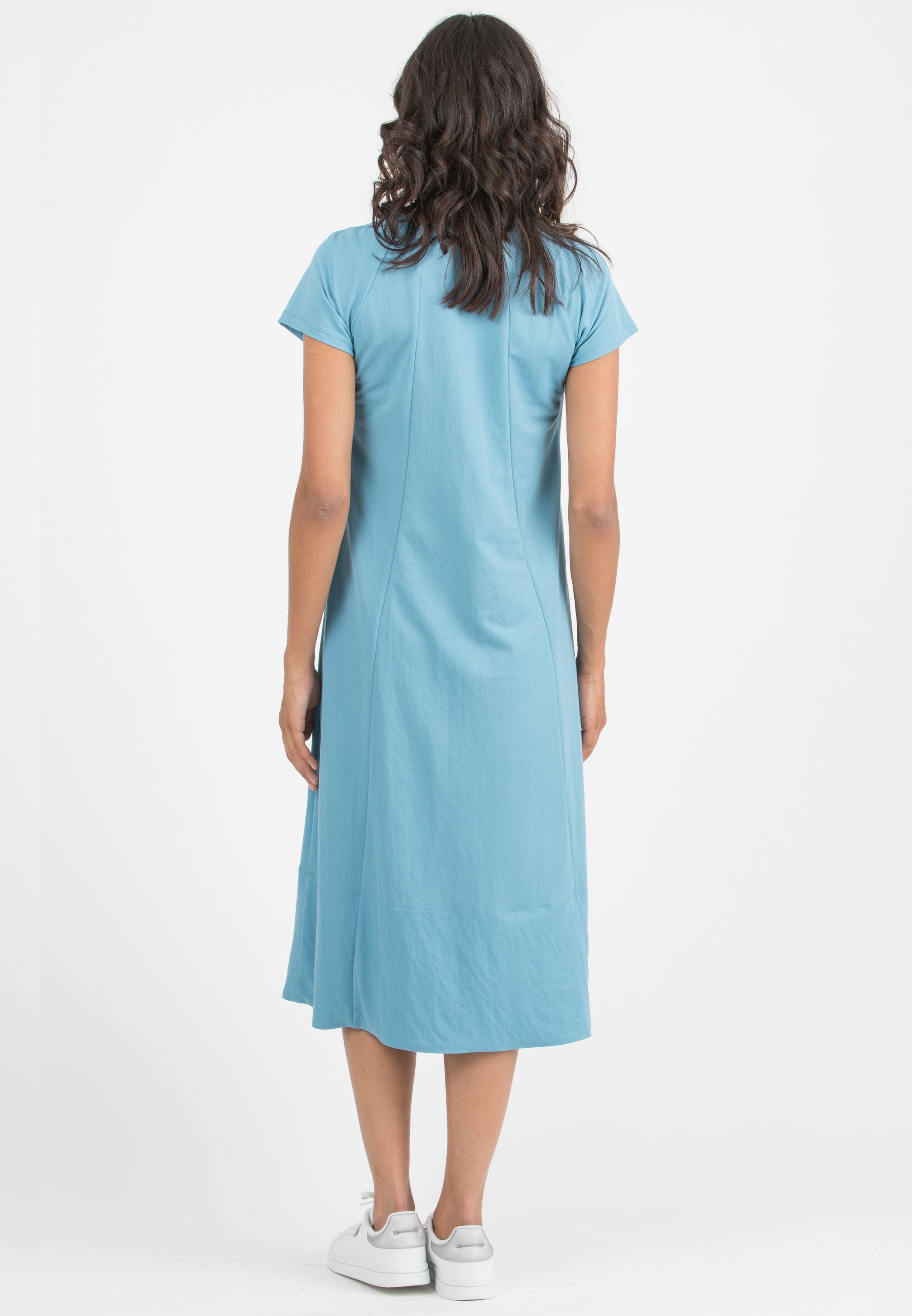 LICIA MIDI - Abito Midi Premaman & Allattamento in Viscosa (Azzurro, XS)