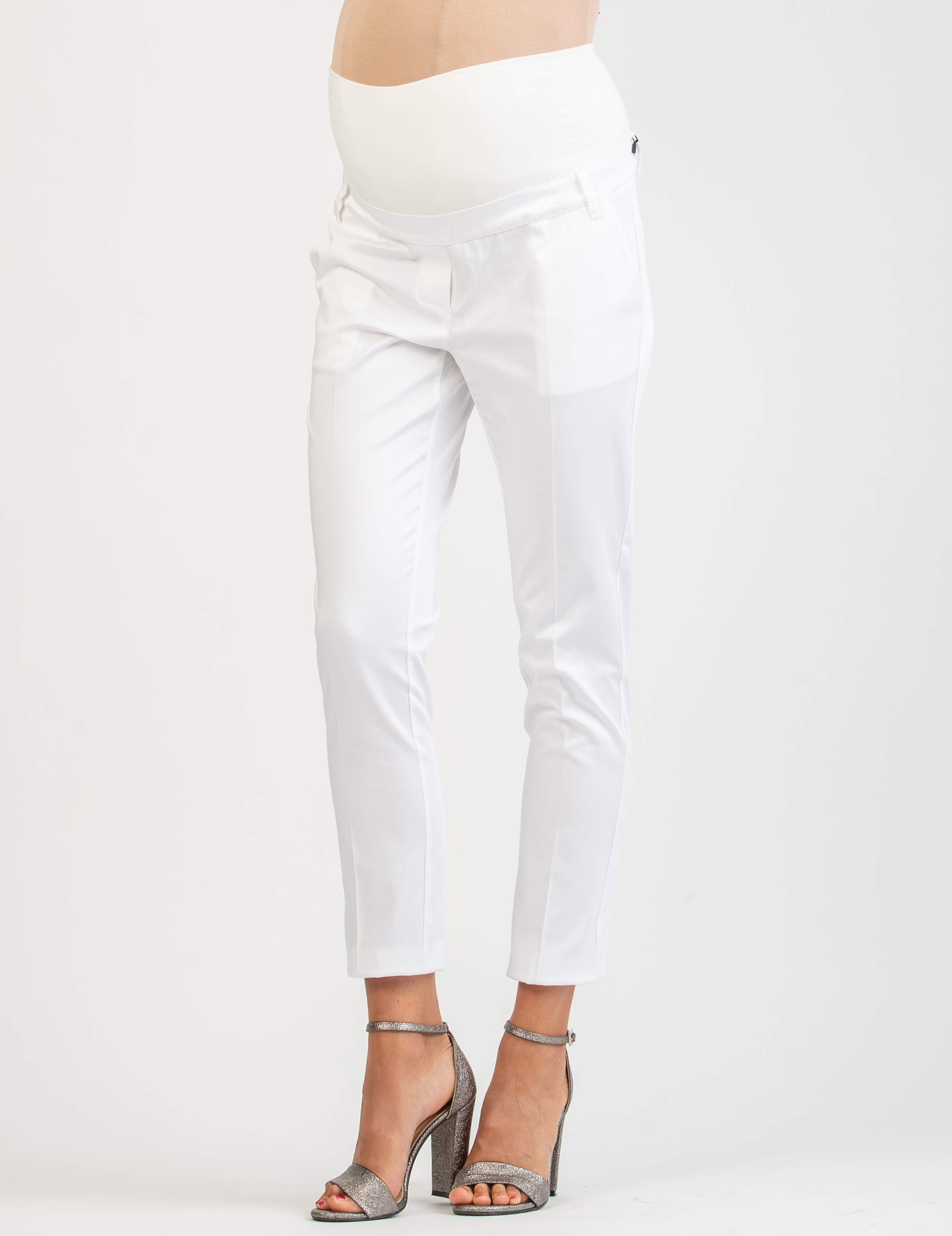 GILDA - Tailored Maternity Trousers in Stretch-Cotton (White, XS)