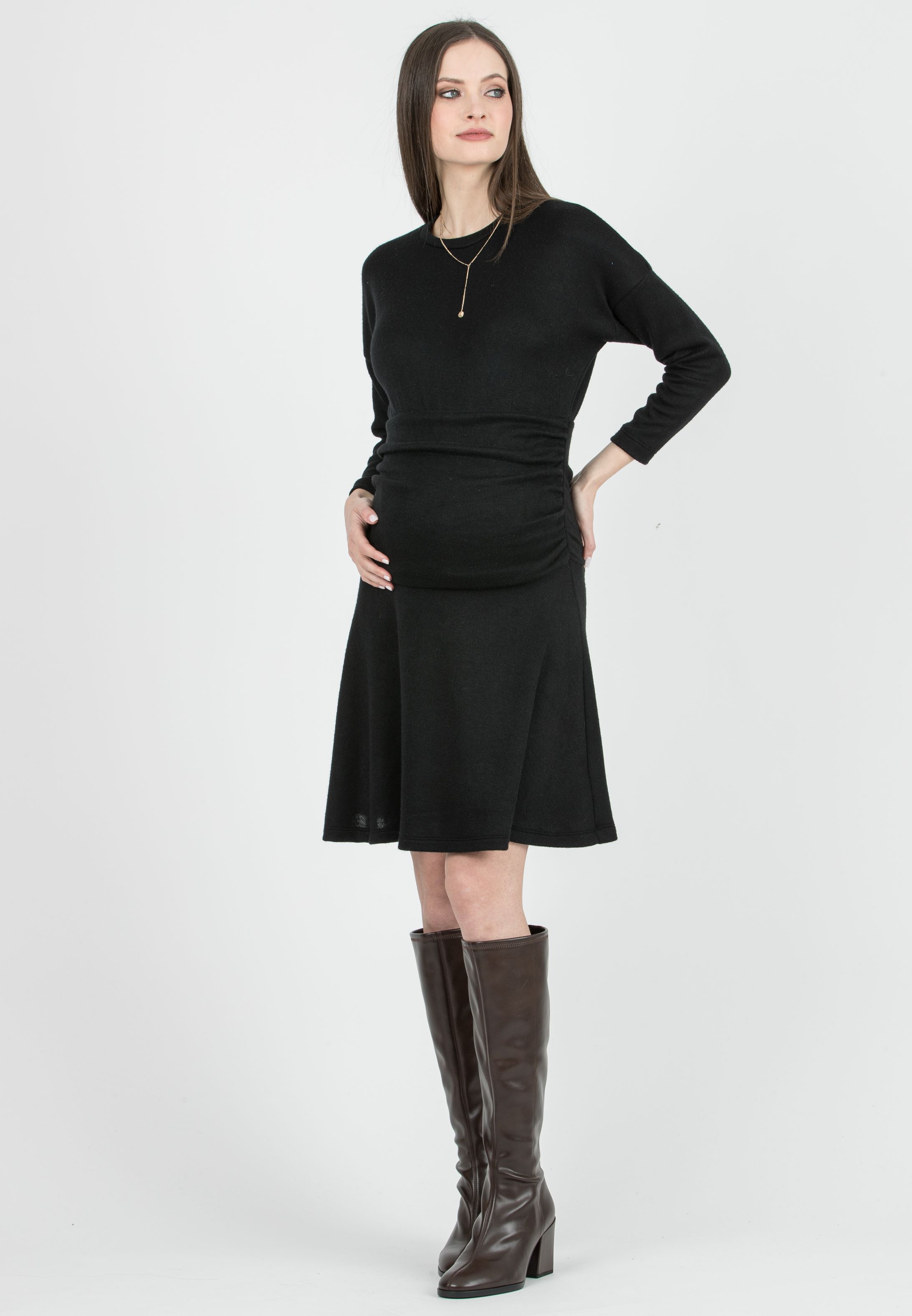 GEMMA - Maternity Dress with Belly Band (Nero)