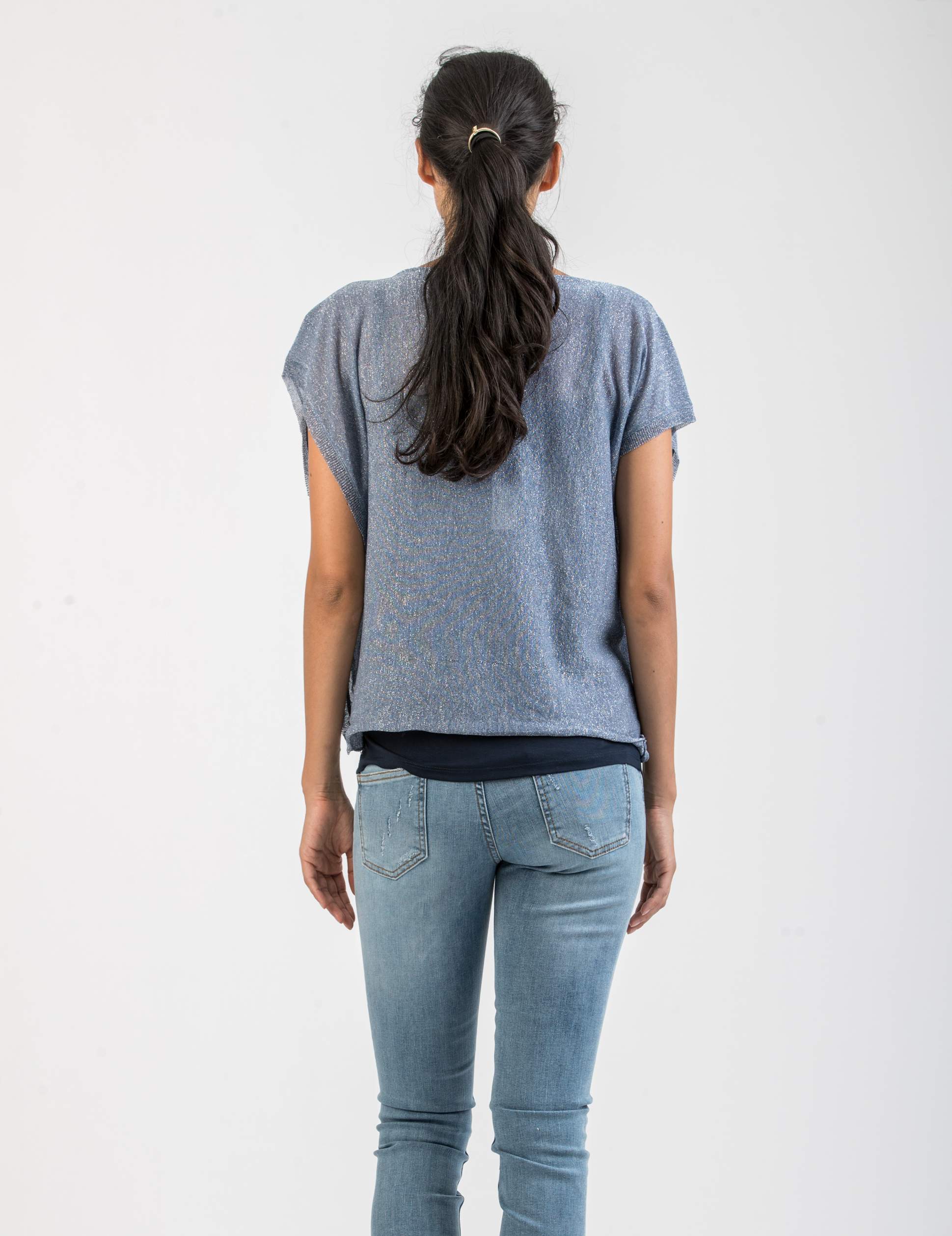 Metallic Thread Maternity Top (Blue, XS/S)