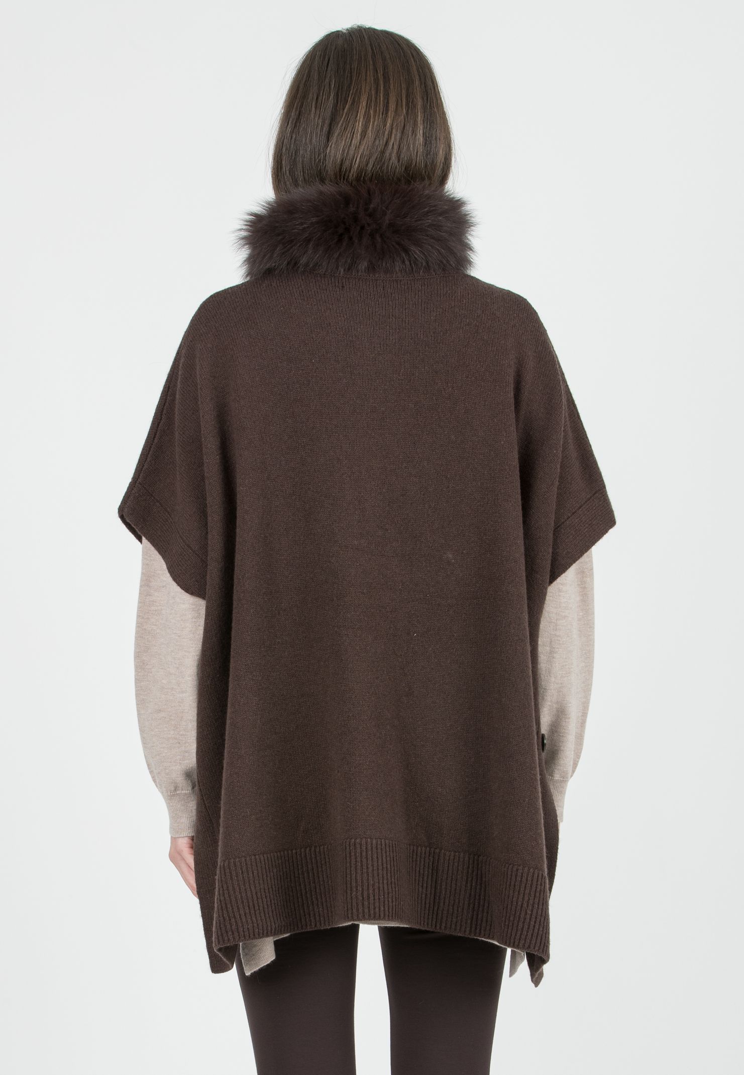 ELLIS - Maternity Virgin Wool Cape with Removable Collar (Marrone)