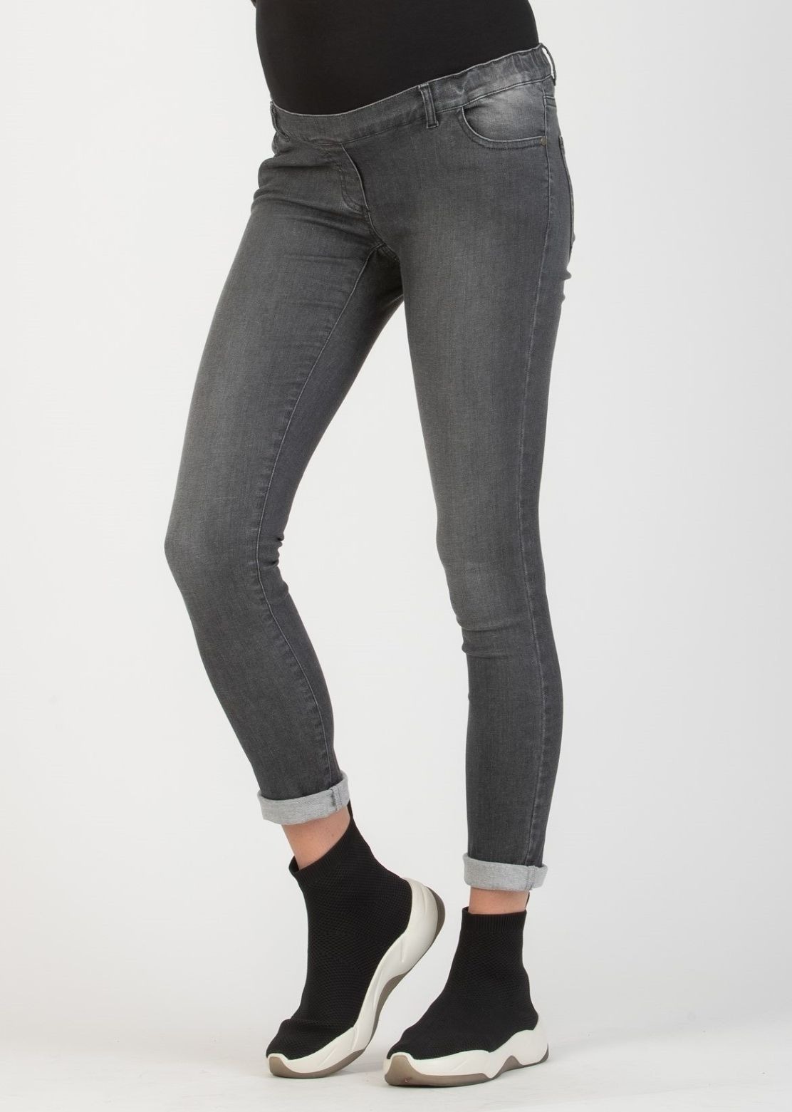 LUCE - Skinny Maternity Jeans in Super-Stretch Denim (Light Grey, XS)