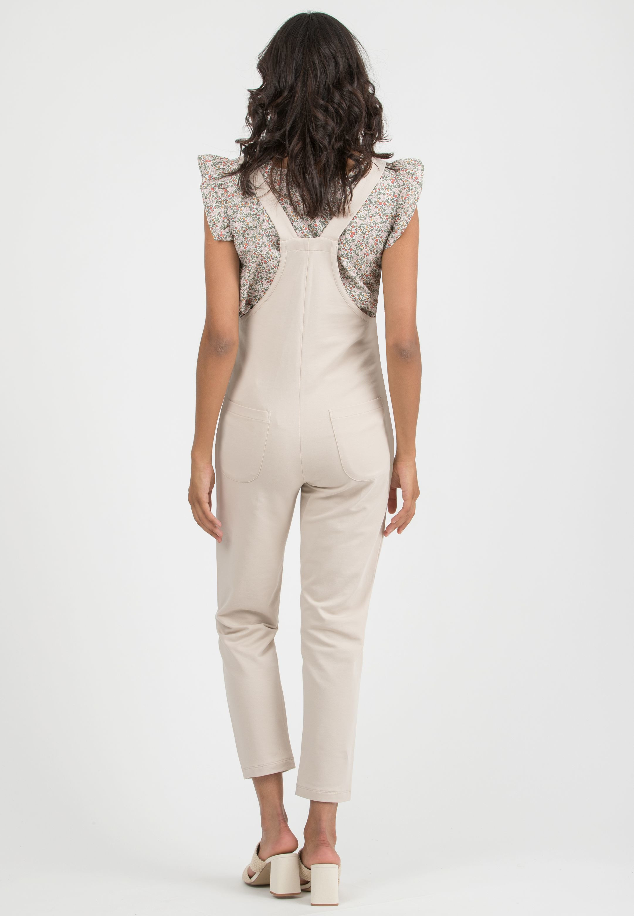 ESTER - Salopette Premaman in Felpa di Cotone (Beige)