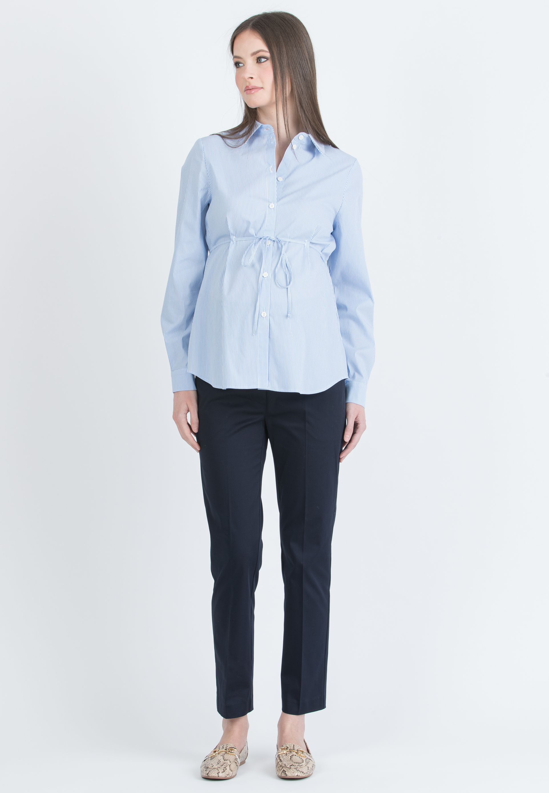 IMMA - Maternity Shirt with Drawstring (Blue, XS)