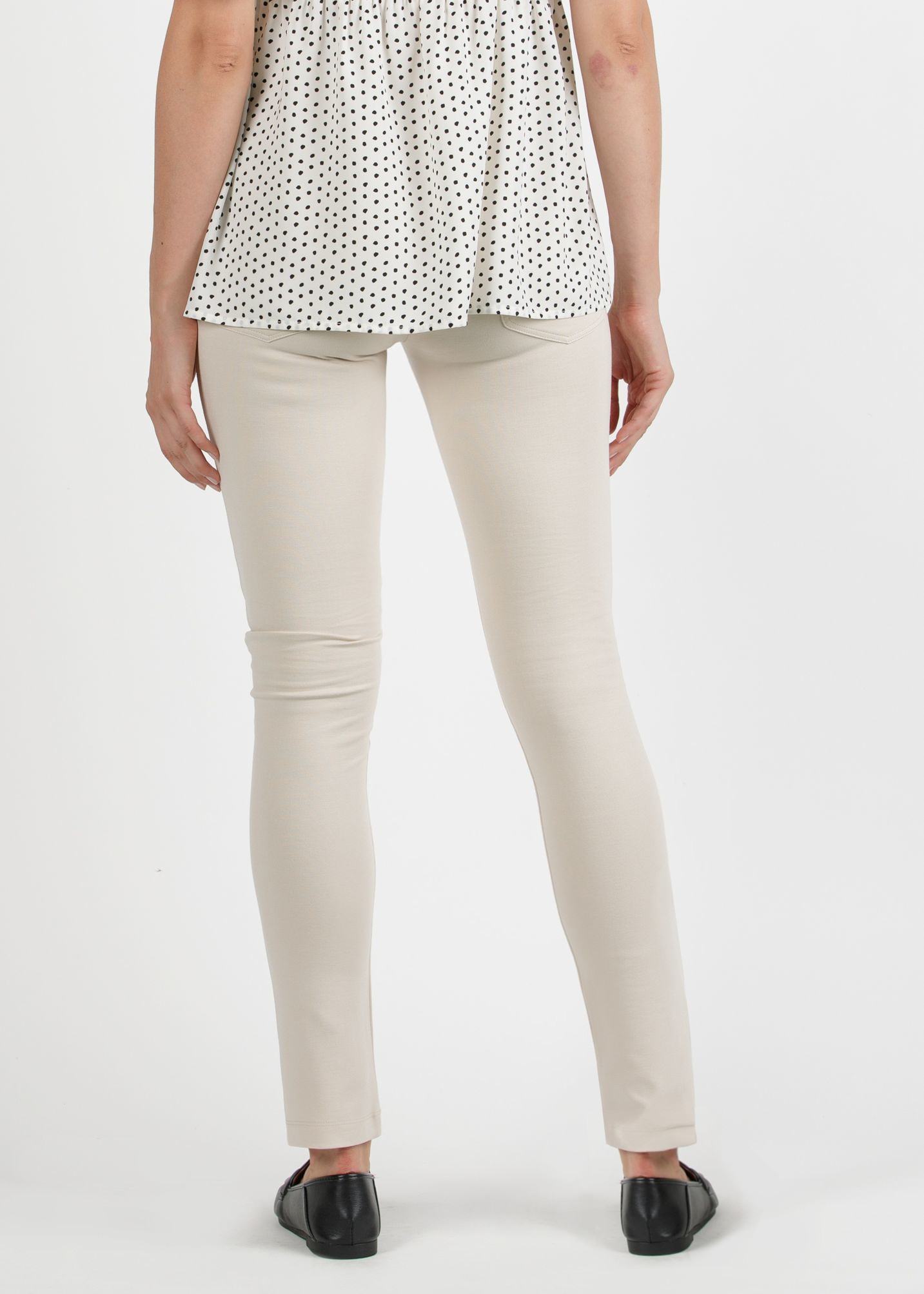 LUNA - Pantalone Premaman Slim Fit in Punto Milano Invernale Super-Stretch (Avorio, XS)