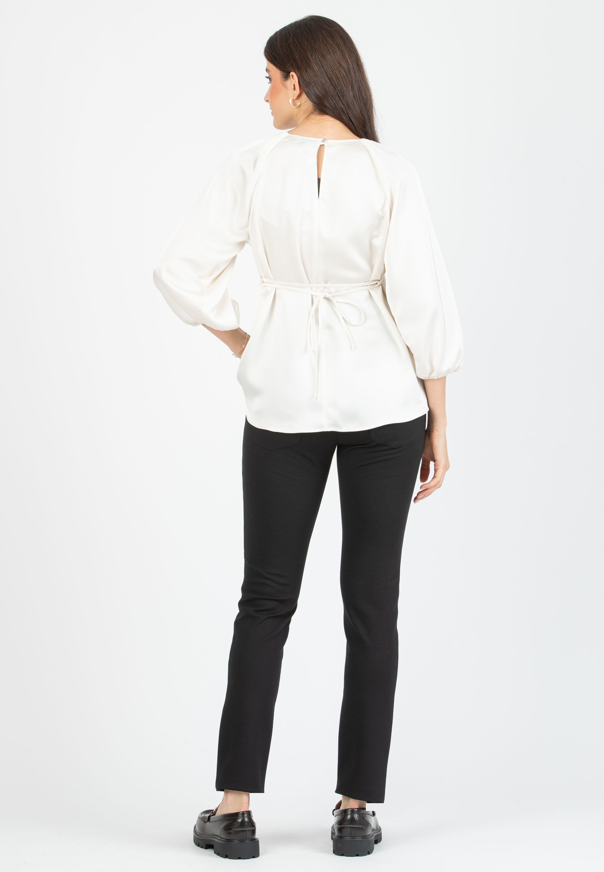 ALISSA - Blusa Premaman in Raso con Maniche Raglan (Naturale, XS)