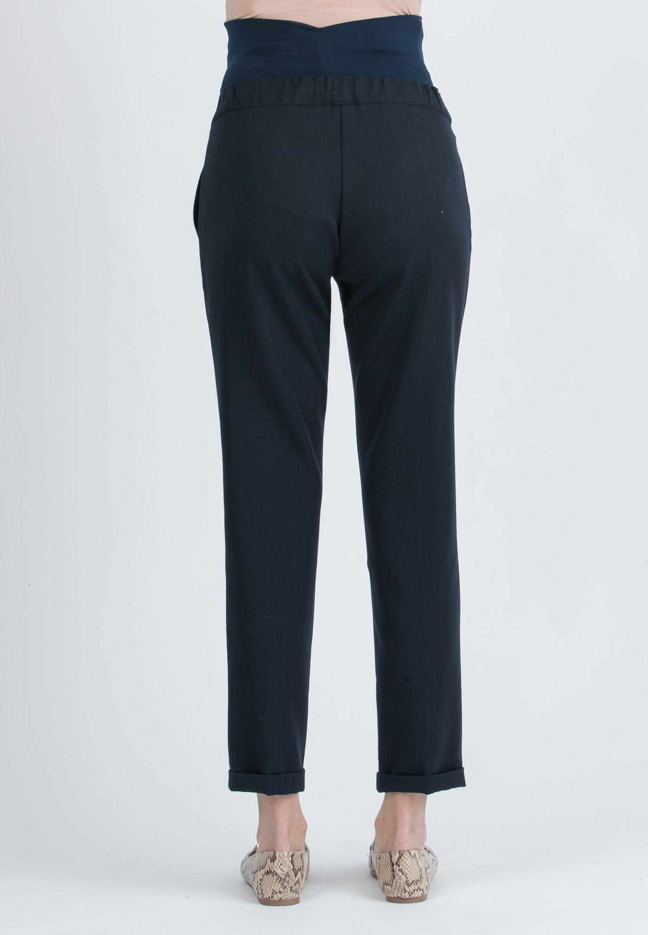 CAROLA - Pantalone Premaman Relax Fit In Gabardina (Blu, XS)