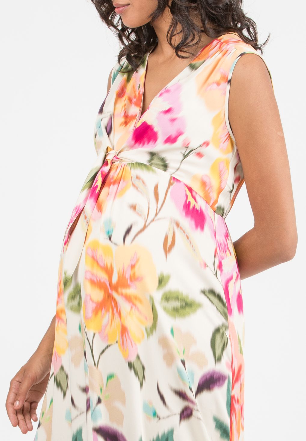 BELEN MAXI - Abito Premaman & Allattamento in Raso di Viscosa Stampato (Fuxia, S)