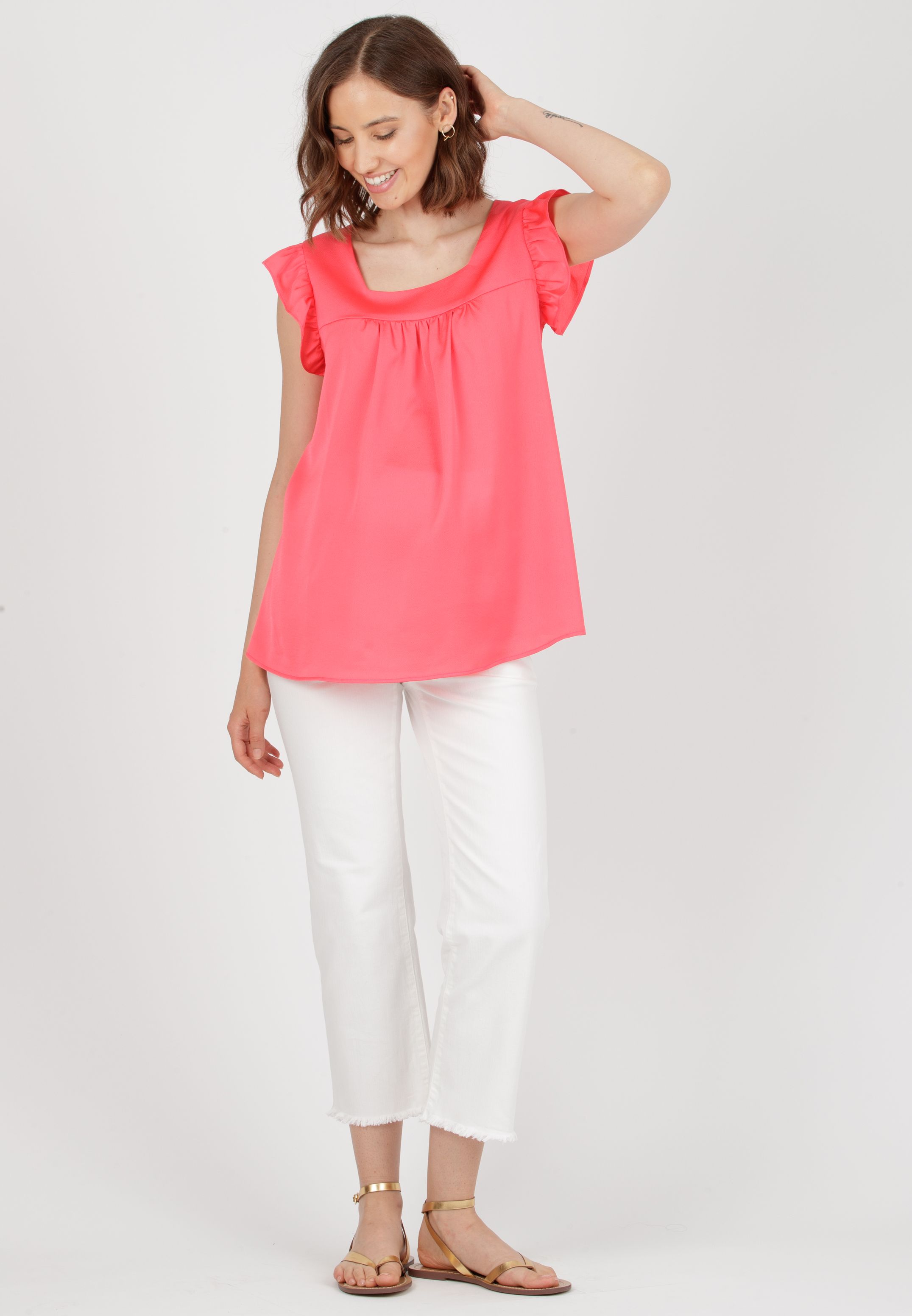 LAILA - Satin Maternity Blouse (Coral, XS)