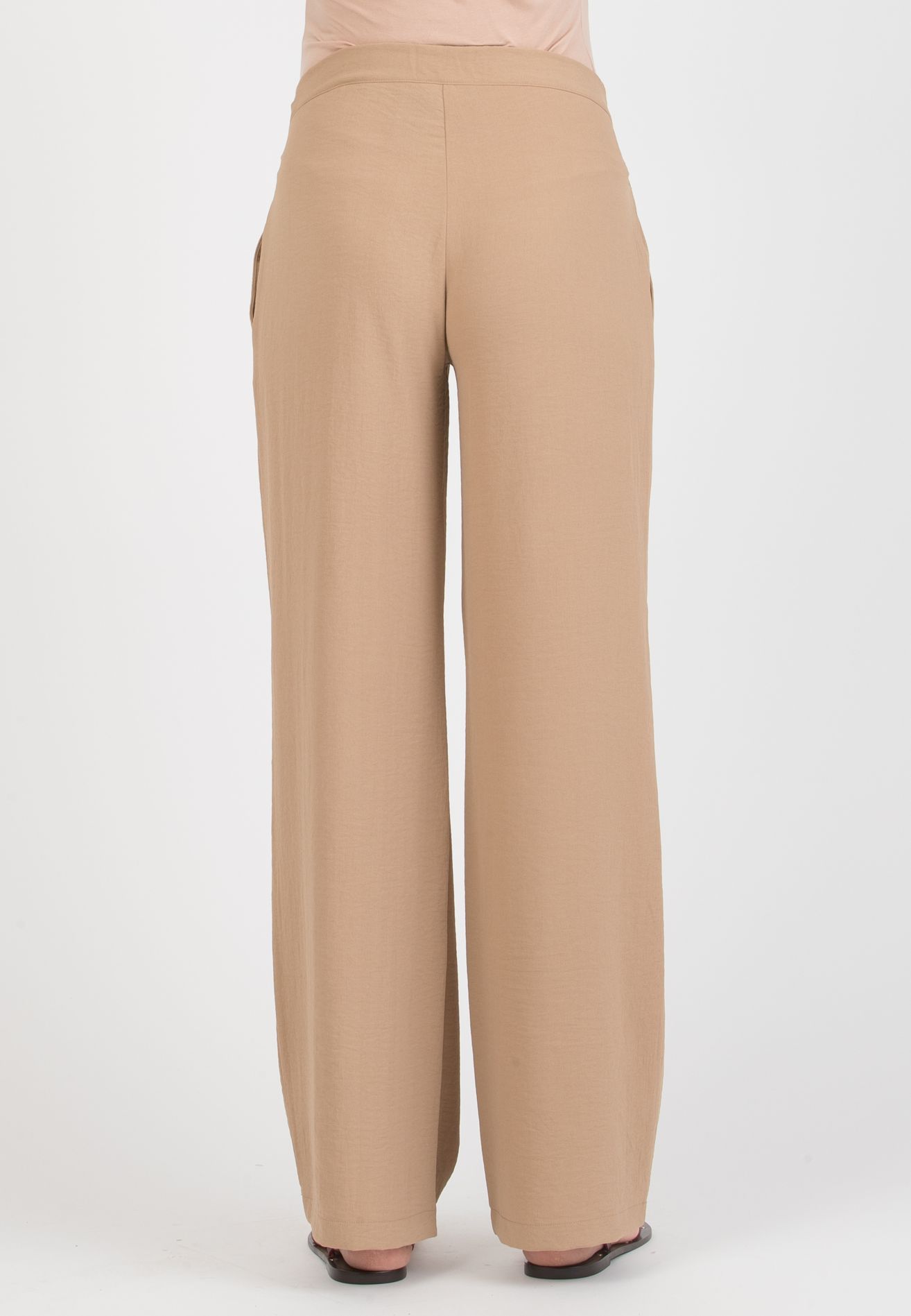 INES - Pantalone Premaman Fluido con Vita Bassa (Cammello)