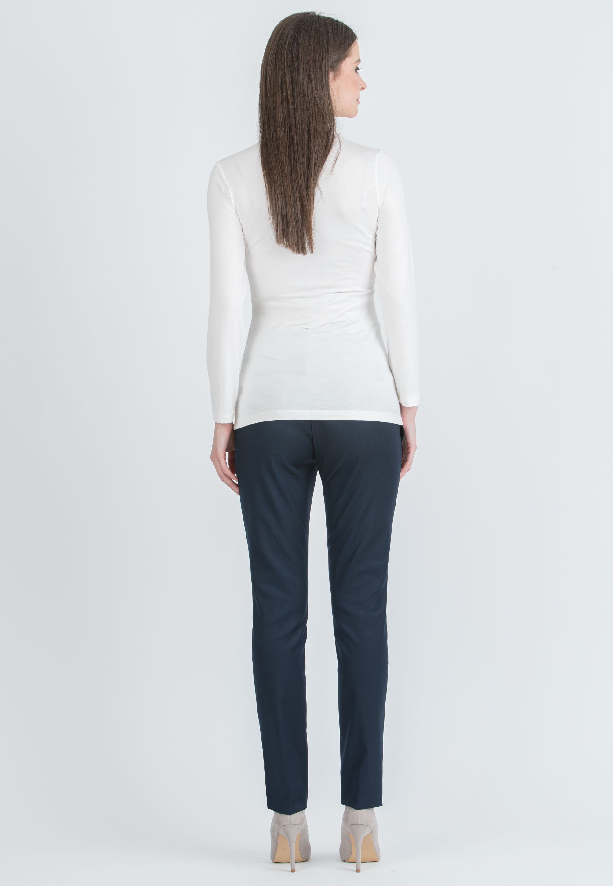 NAOMI - Pantalone Premaman da Ufficio in Morbida Flanella (Blu)