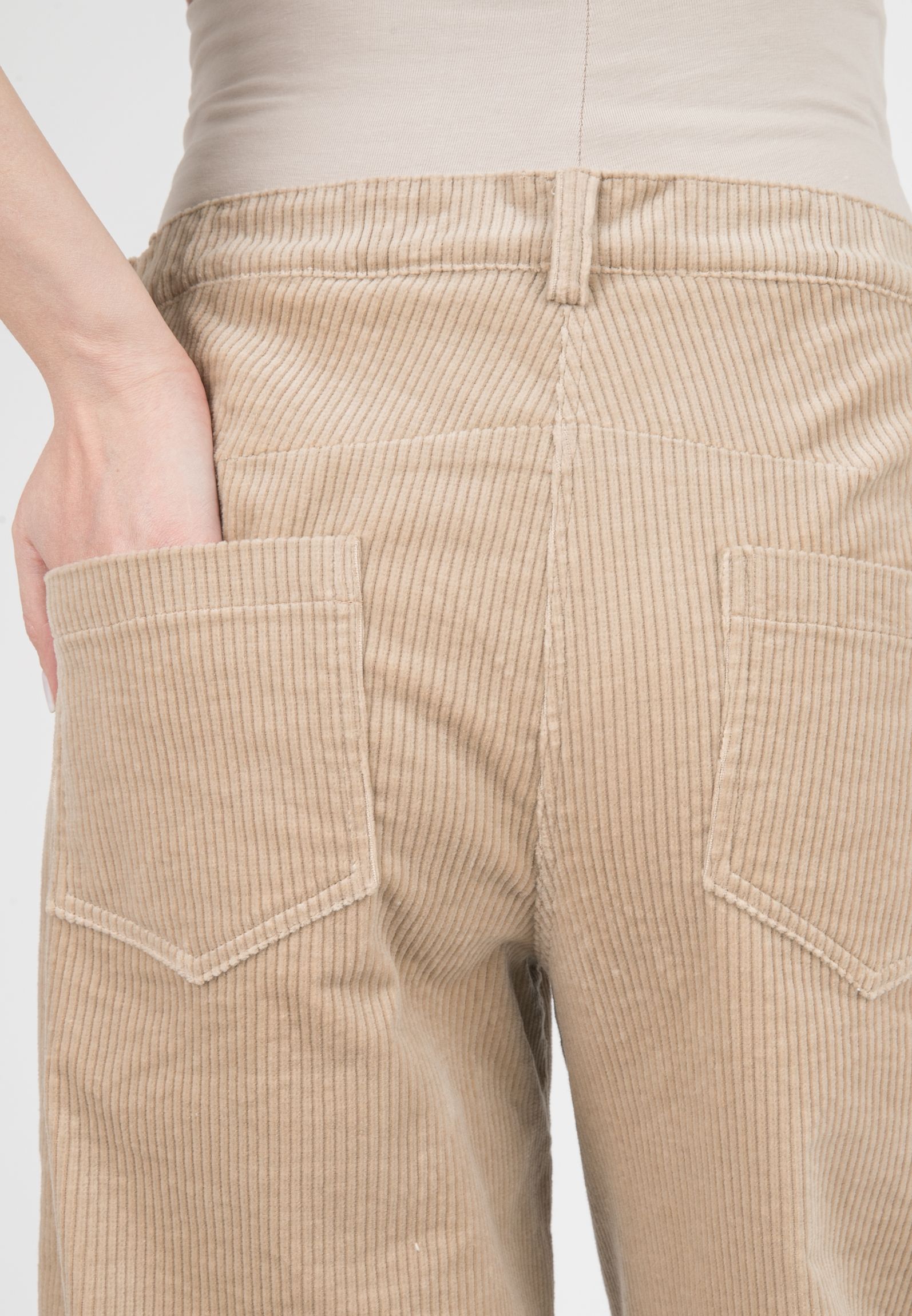 BRODY V - Pantalone Premaman in Velluto a Costine Ballon Fit (Ecru')