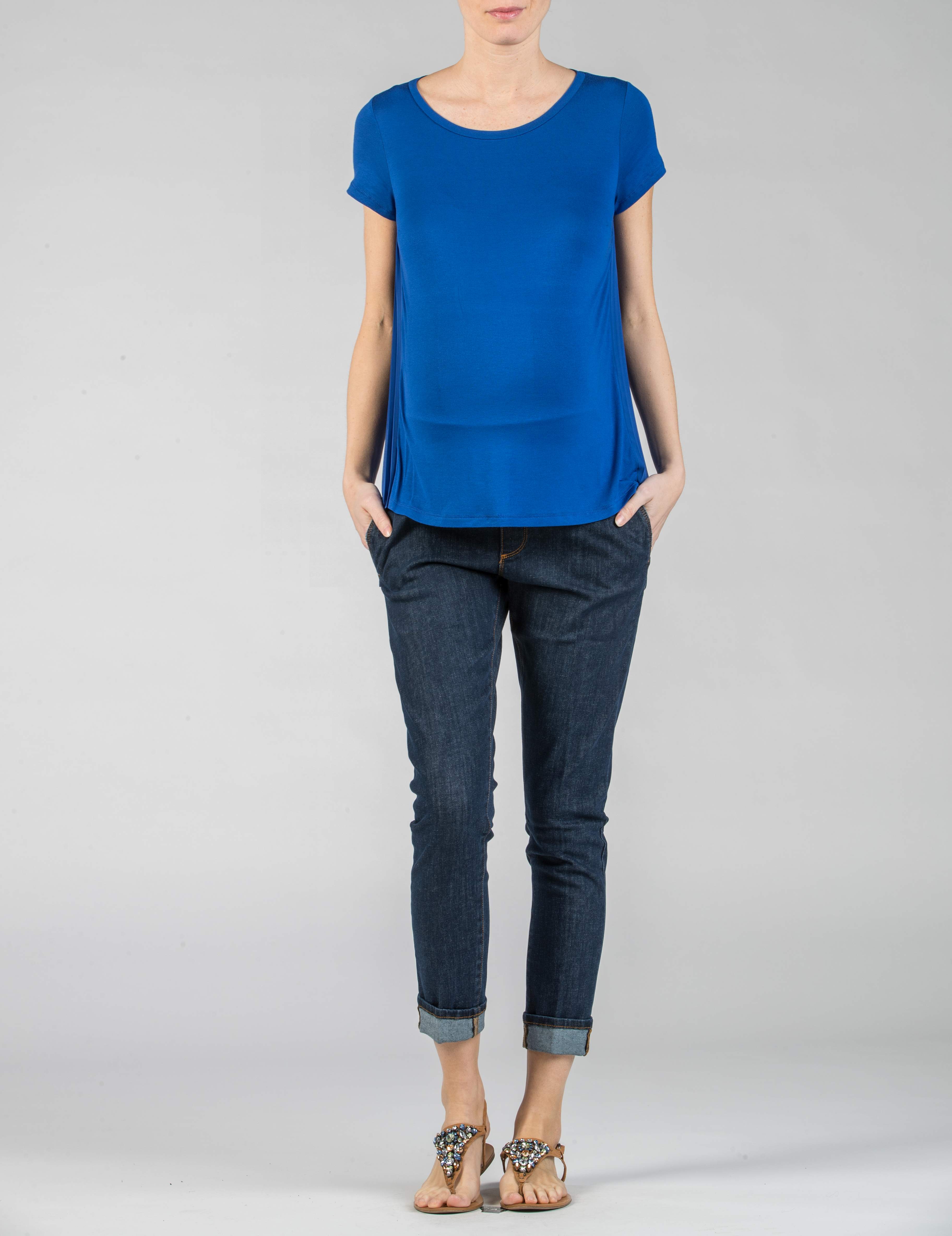 Pleated Back Maternity T-shirt (Blu Cina, XS)