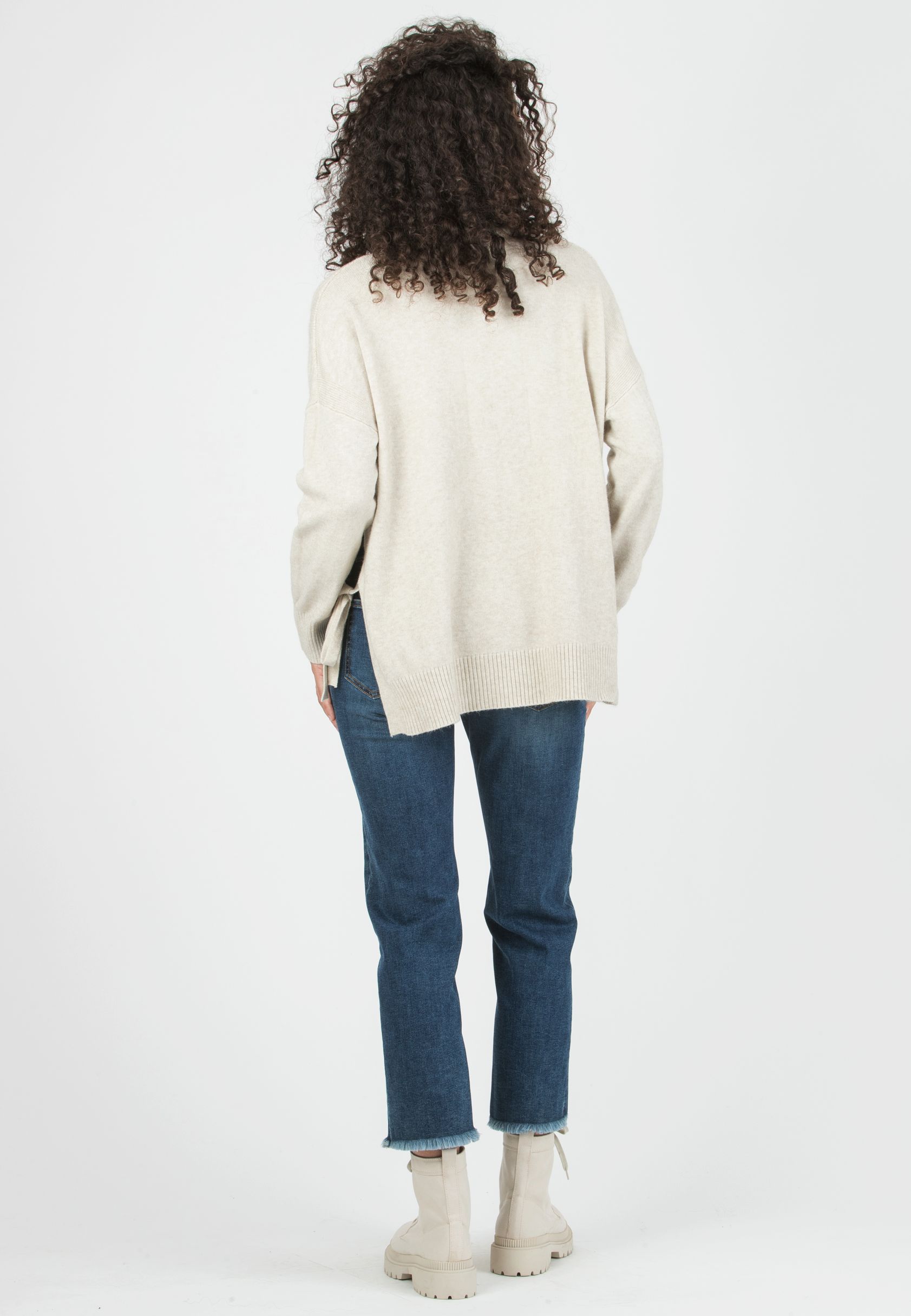 ALLISON -  Maternity & Nursing Wool Blend Sweater with Side Openings (Gesso)