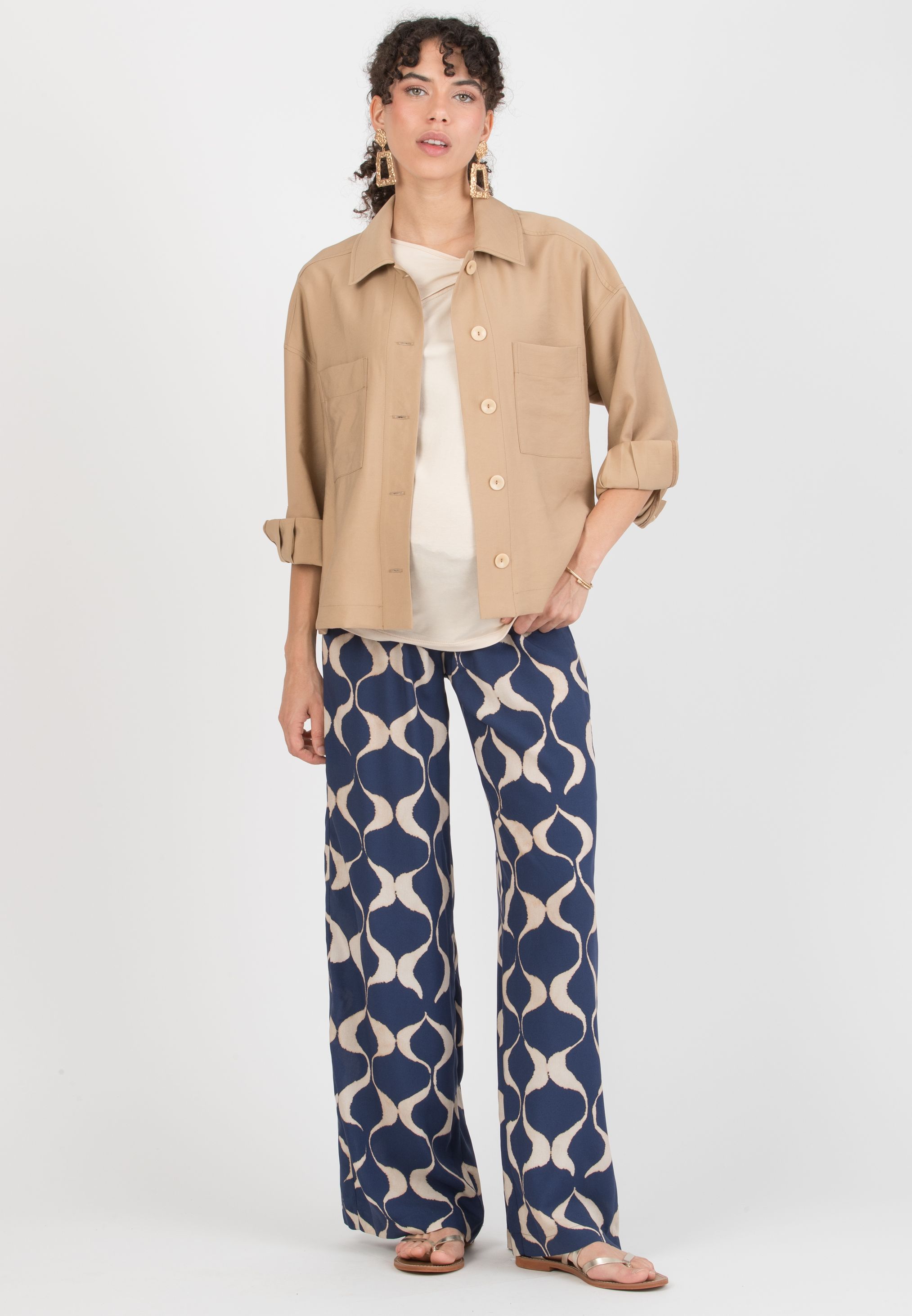 PARIS - Maternity Cotton Top with Knot Detail and Side Ruching (Naturale)