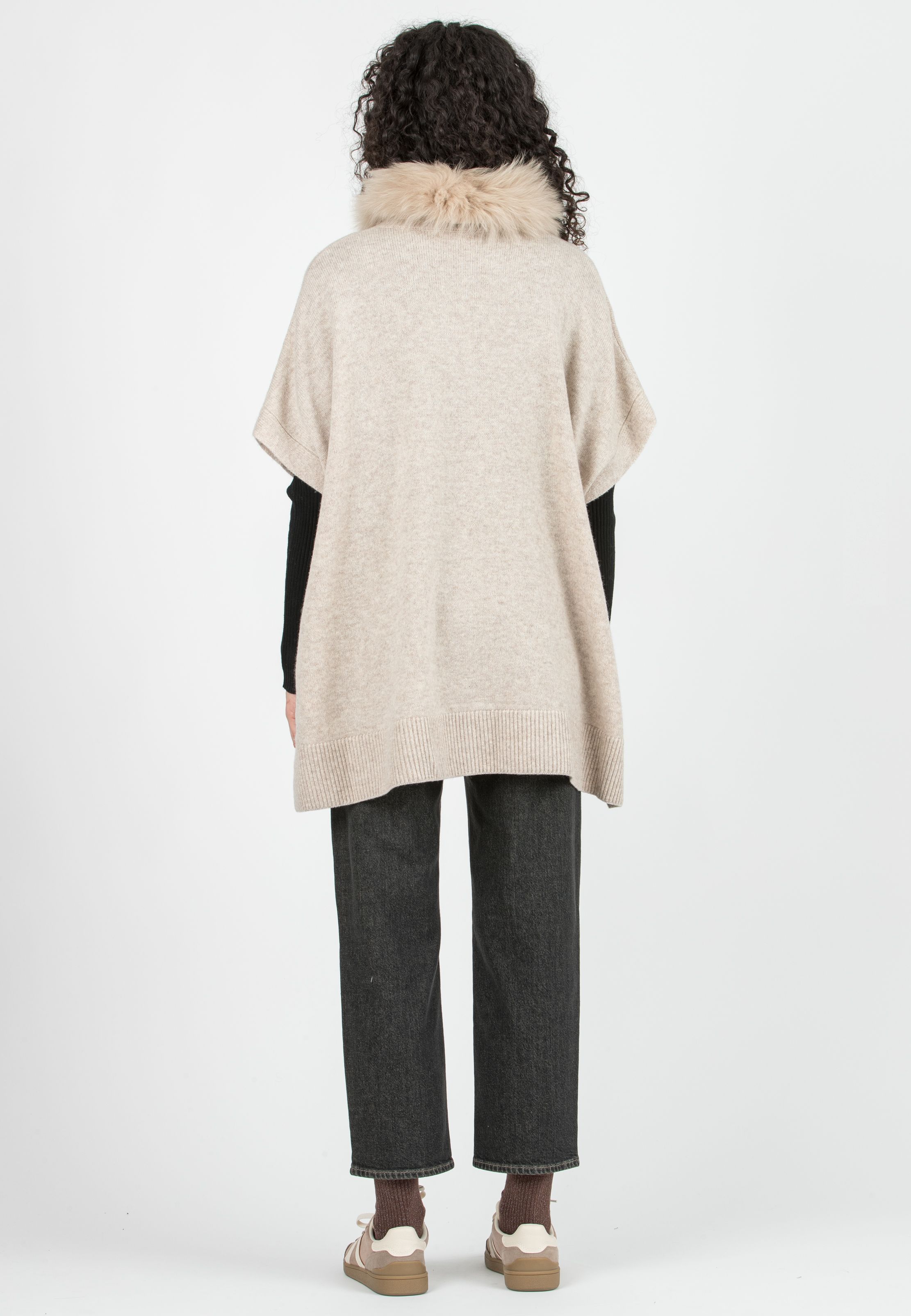 ELLIS - Mantella Premaman in Lana Vergine con Collo Rimovibile (Beige, OS)