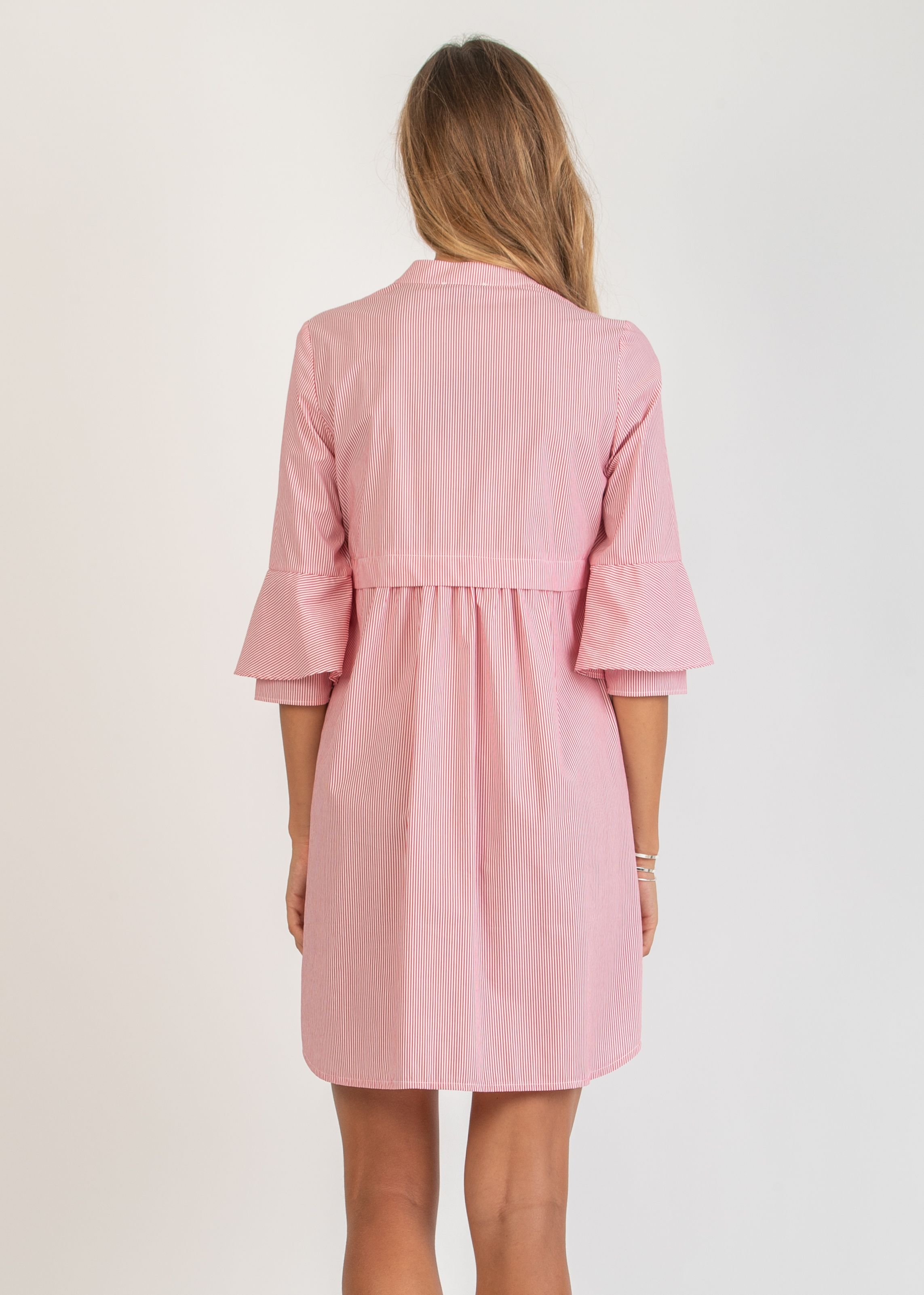 HEIDI R - Abito Premaman & Allattamento in Cotone a Righe con Maniche a Campana (Rosso, XS)