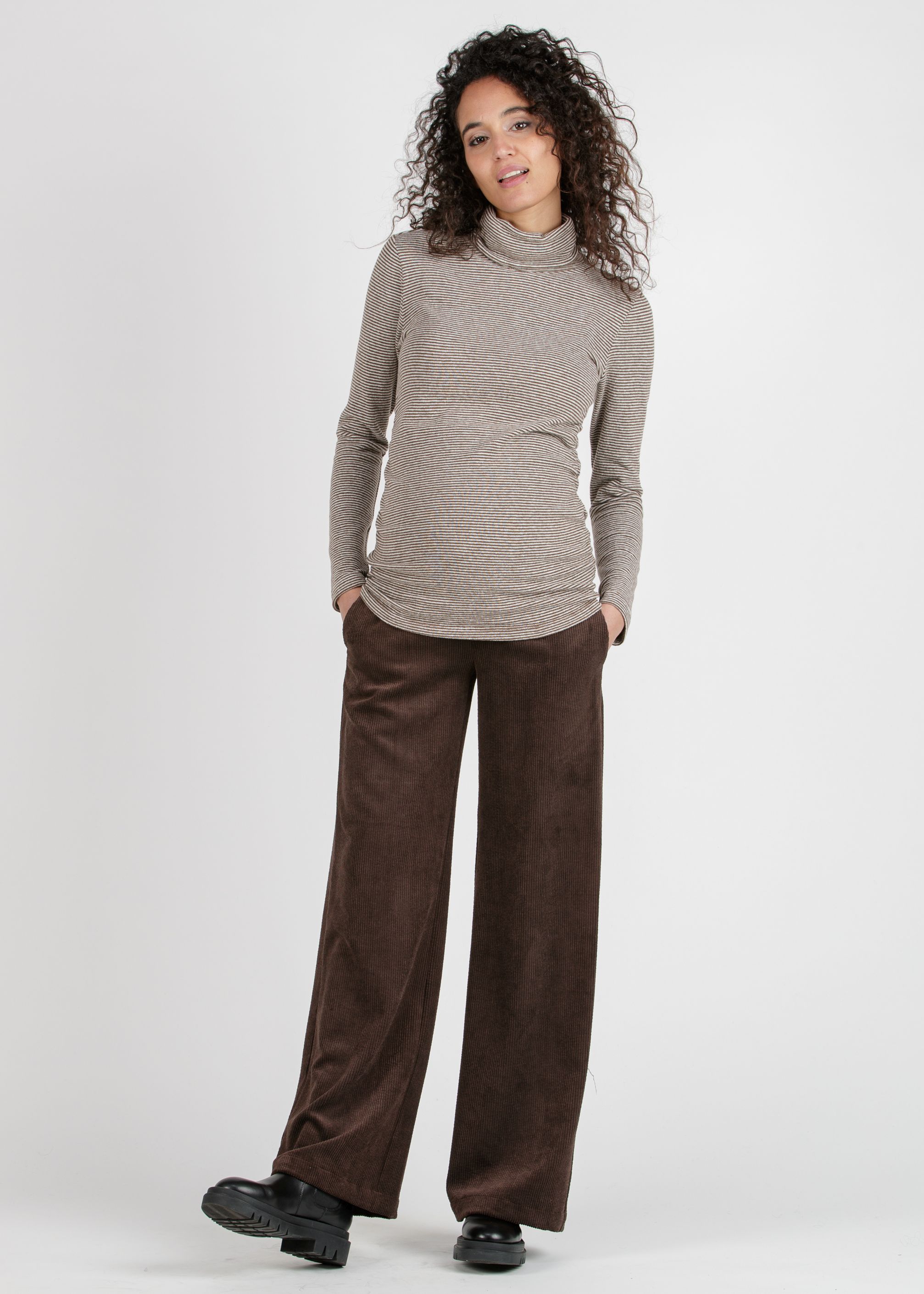 WINONA - Palazzo Maternity Trousers in Soft Corduroy (Marrone)