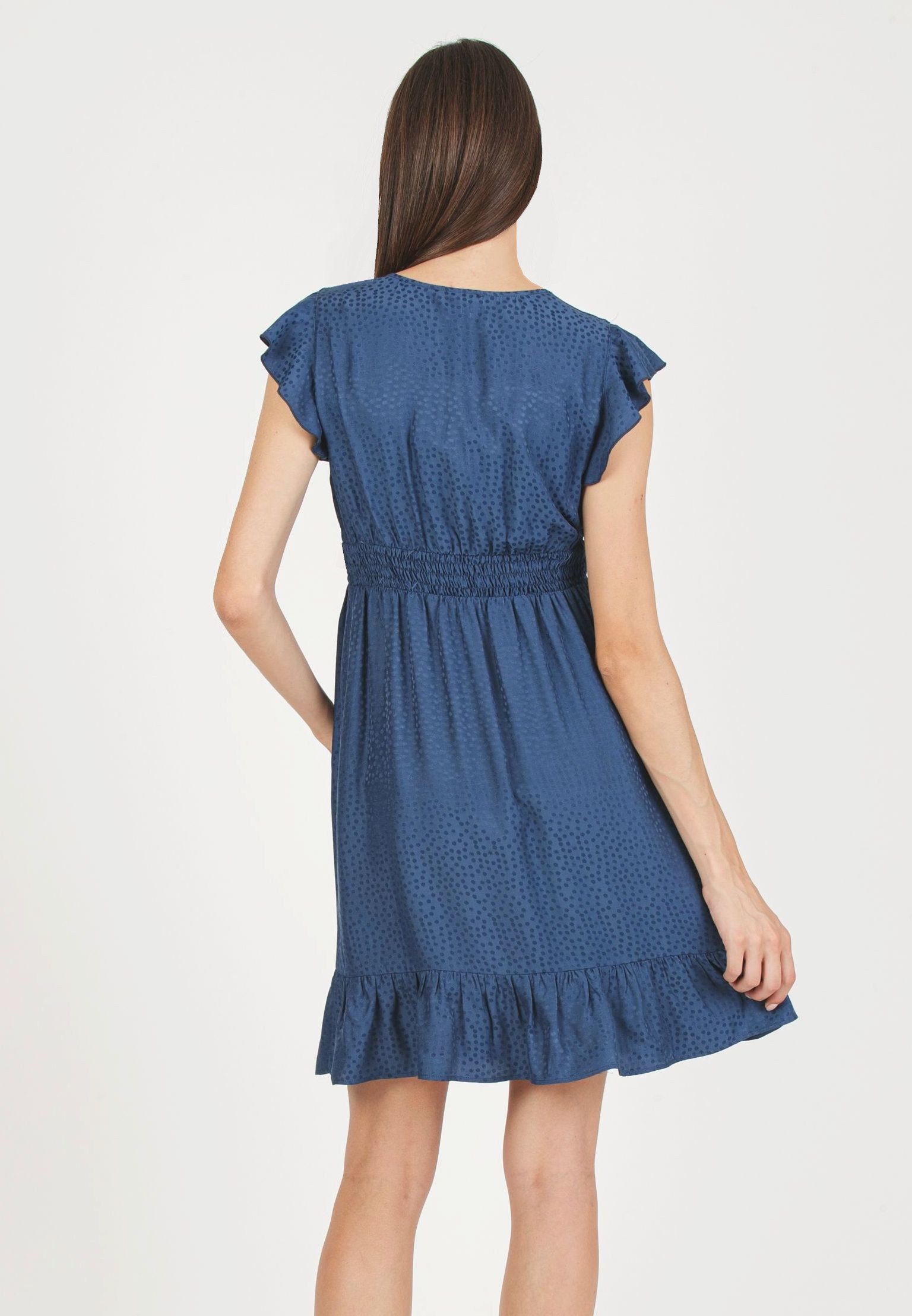 Abito Premaman & Allattamento in Viscosa Jacquard (Blu, XS)