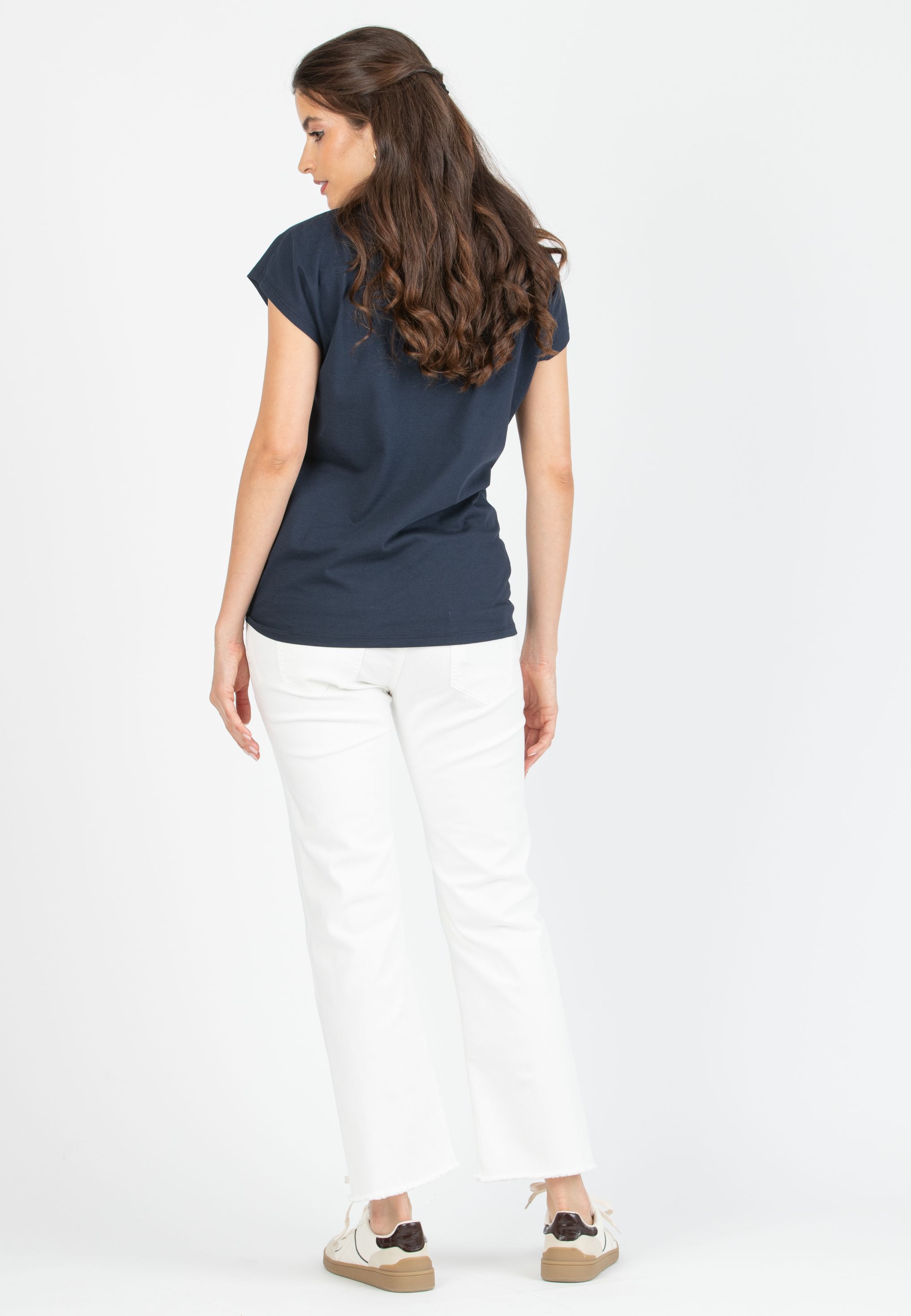 URSULA - Maternity T-shirt with Knot on Side (Blu)