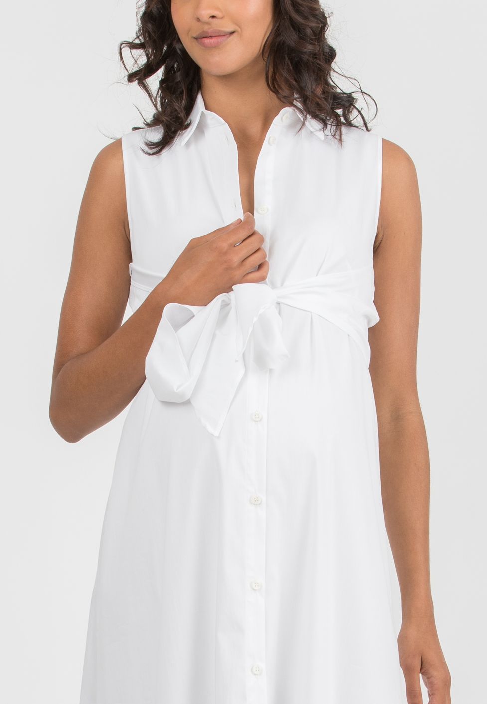 MICHELA - Abito Premaman & Allattamento Stile Camicia (Avorio, XXS)