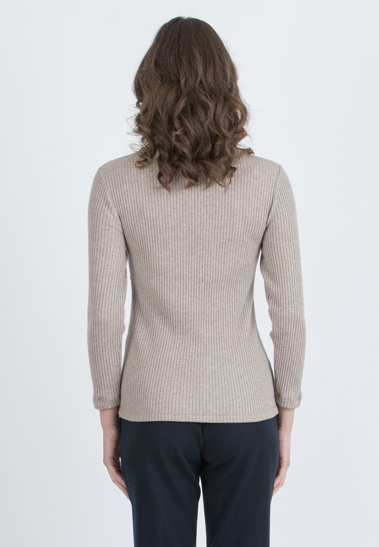 ISSA M – Maternity & Nursing Ribbed Knit Top with Knot Detail (Melange Brown, XS)