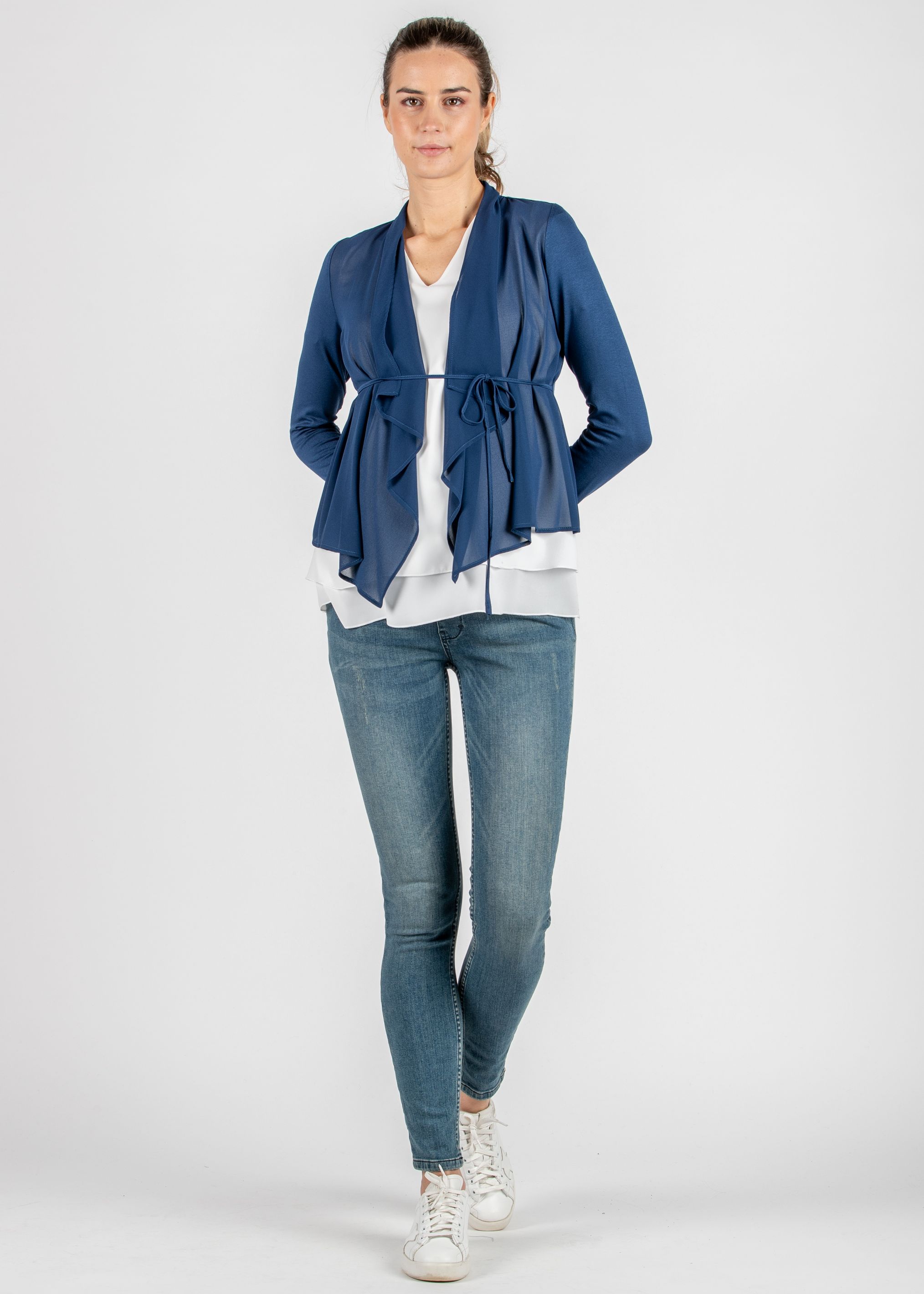 Maternity Cardigan with Front Side in Chiffon (Blue, XS)