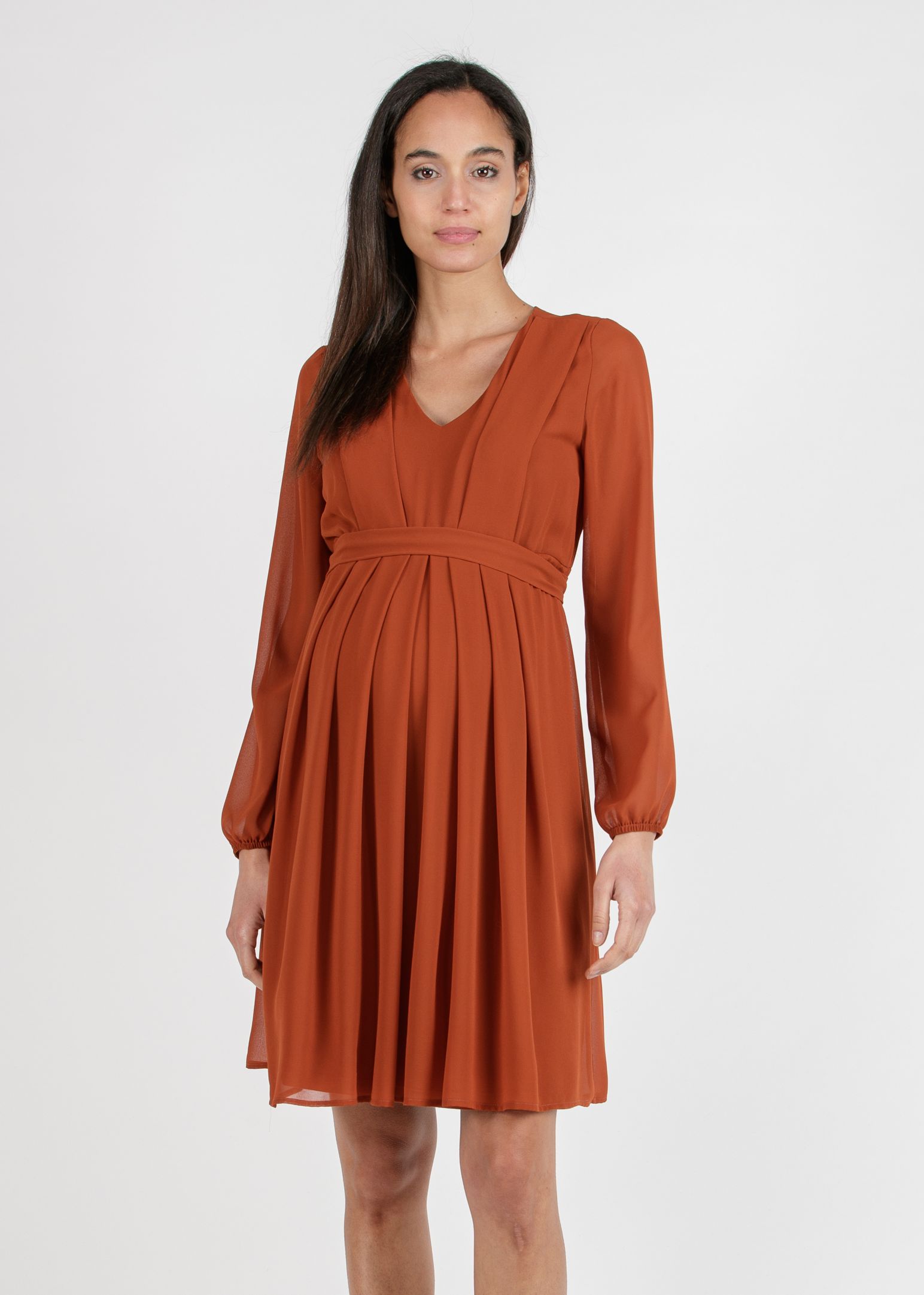 SARA - Abito Premaman & Allattamento in Chiffon (Coccio, XS)