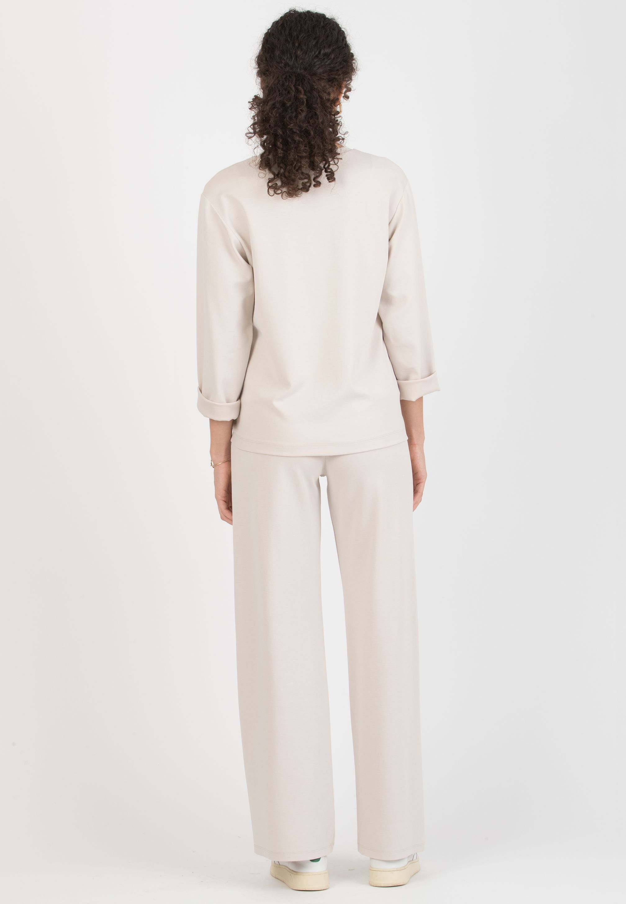 KIMBERLY M – Straight Maternity Trousers in Modal Ponte Fabric (Gesso)