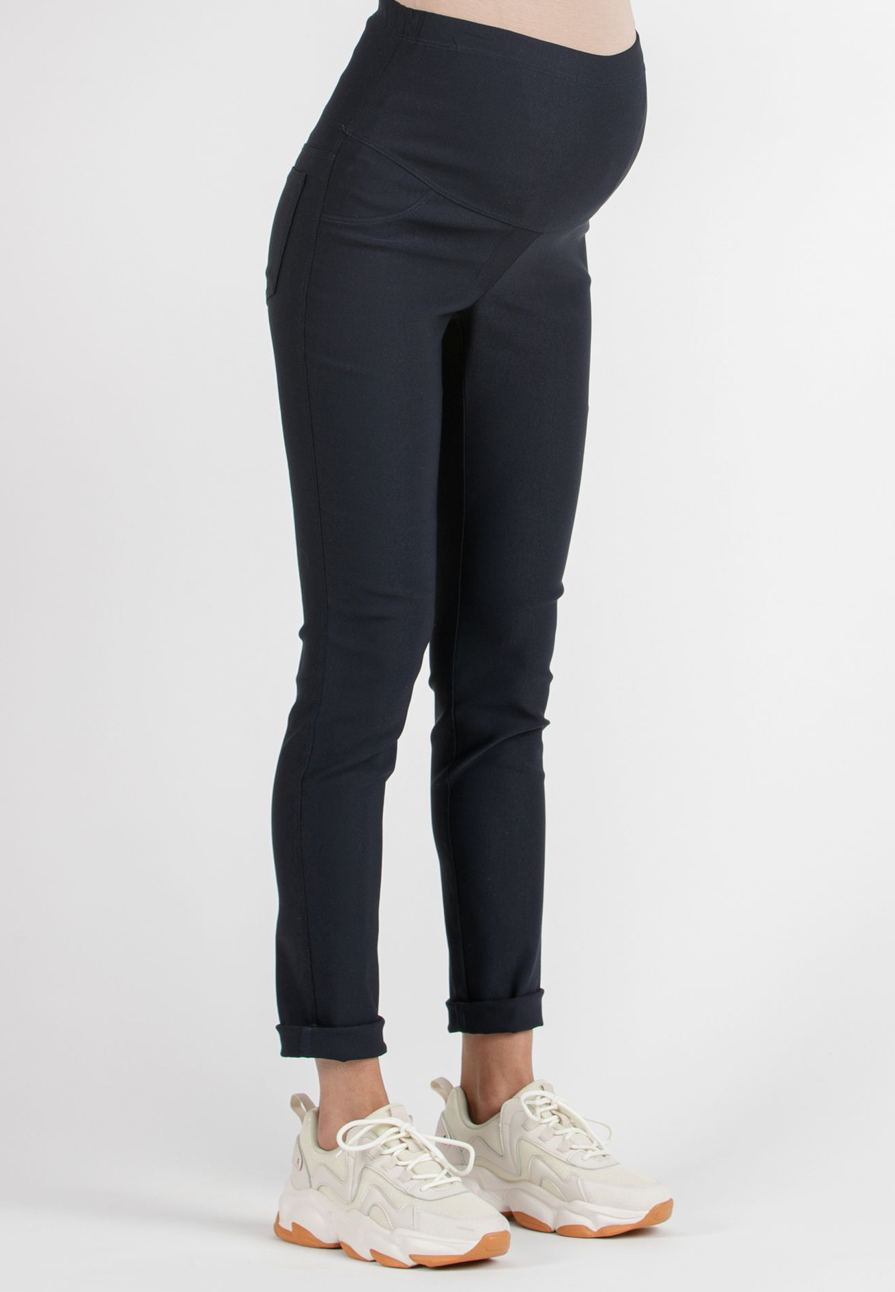 EBONY - Pantalone Premaman Skinny in Bengalina Super-Stretch (Blu, XXS)
