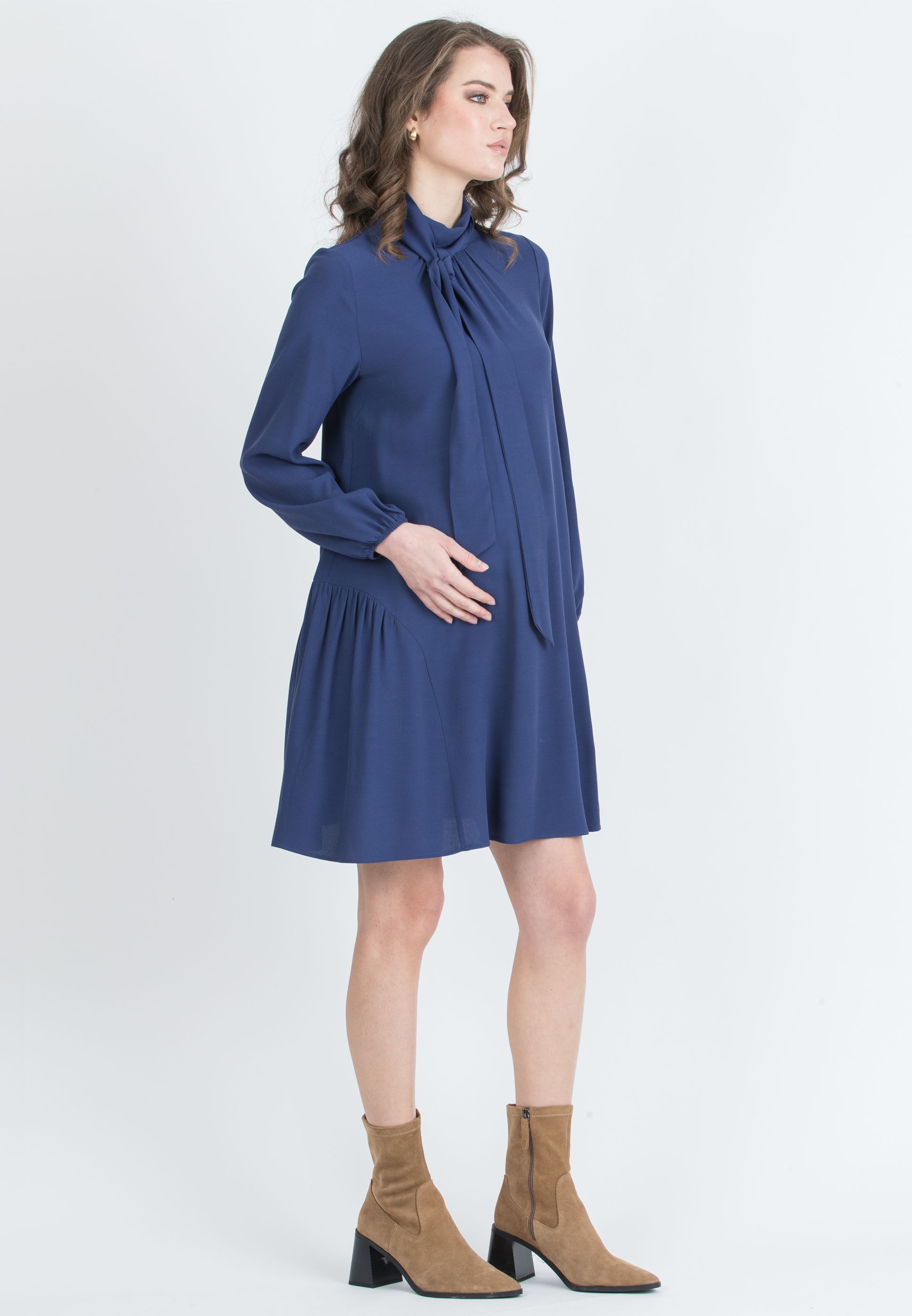 EMILY – Abito Premaman in Viscosa con Fiocco (Blu Tampone)
