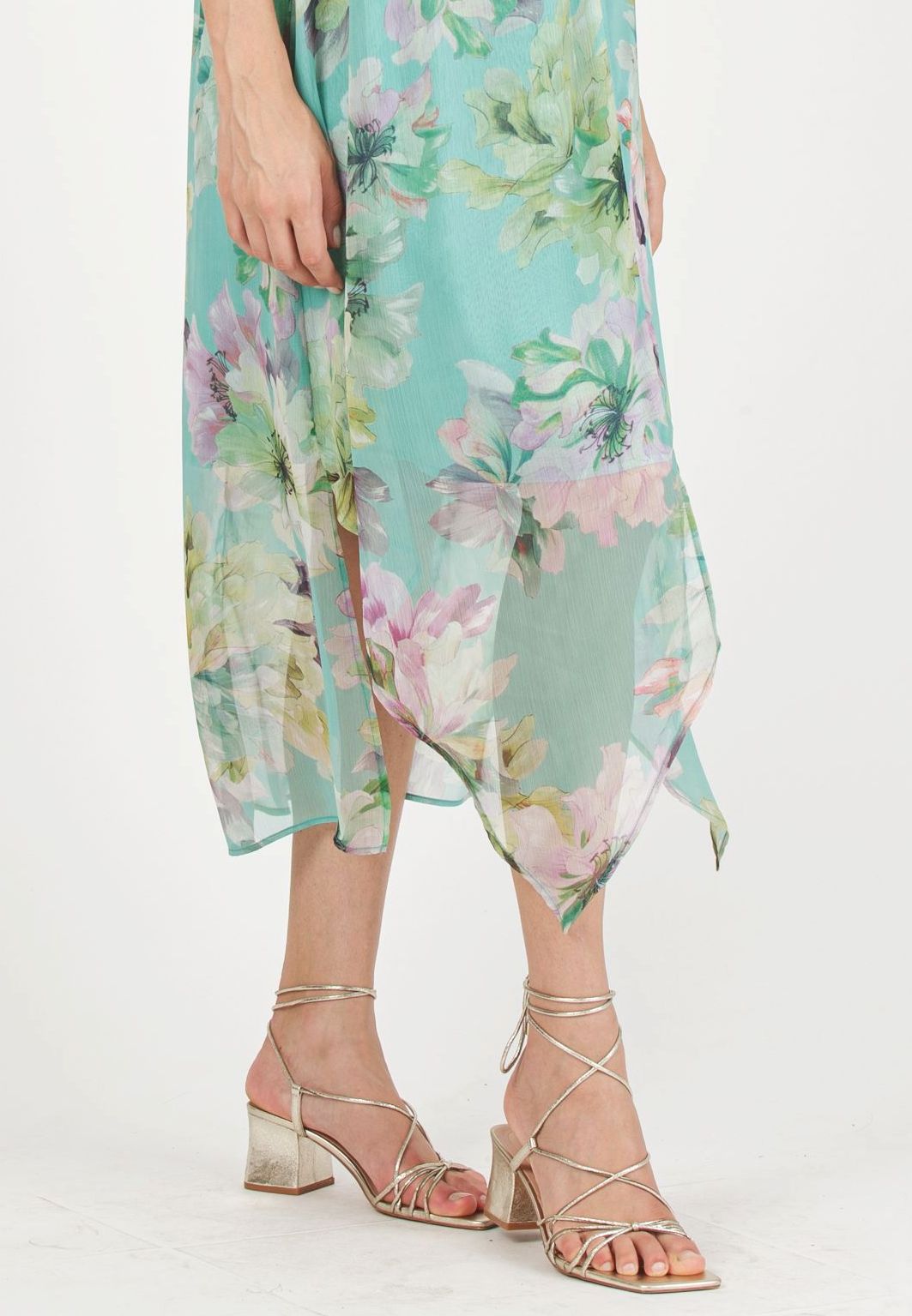 HOLLY - Maternity & Nursing Dress with Crossed Neckline and Asymmetric Hem (Aqua, XS)