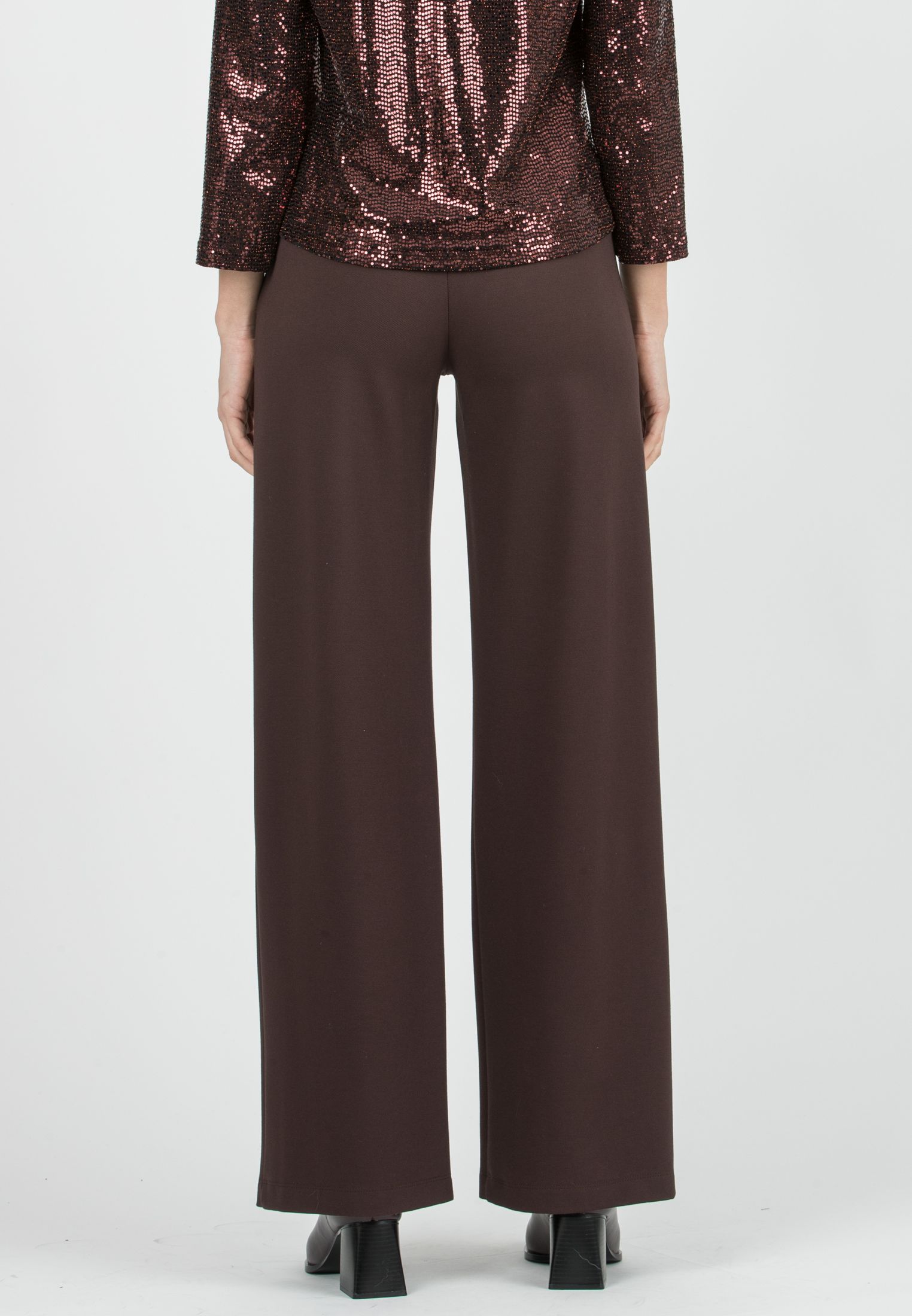 KIMBERLY - Pantalone Premaman in Punto Milano Diagonale (Marrone)