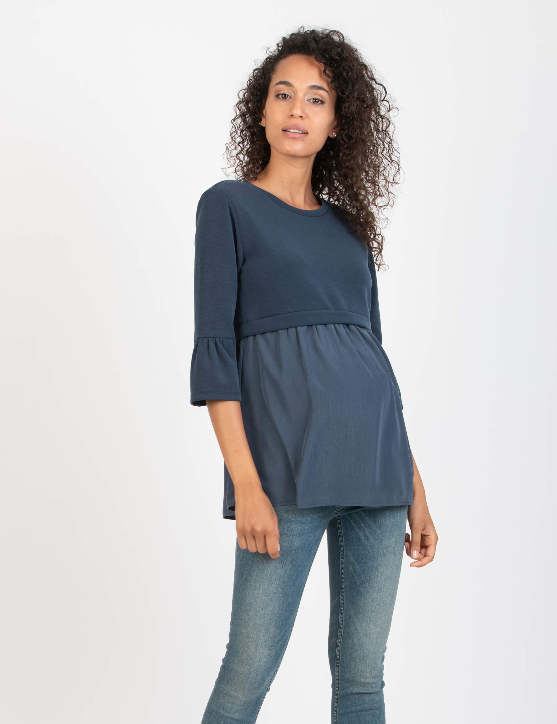 KYLIE - Maglia Premaman & Allattamento in Modal e Raso (Denim, XS)