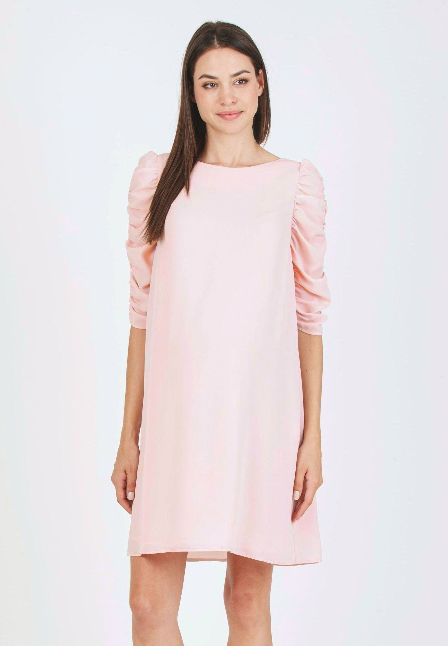 NANCY - Maternity Dress with Curled Sleeve (Powder, XS)