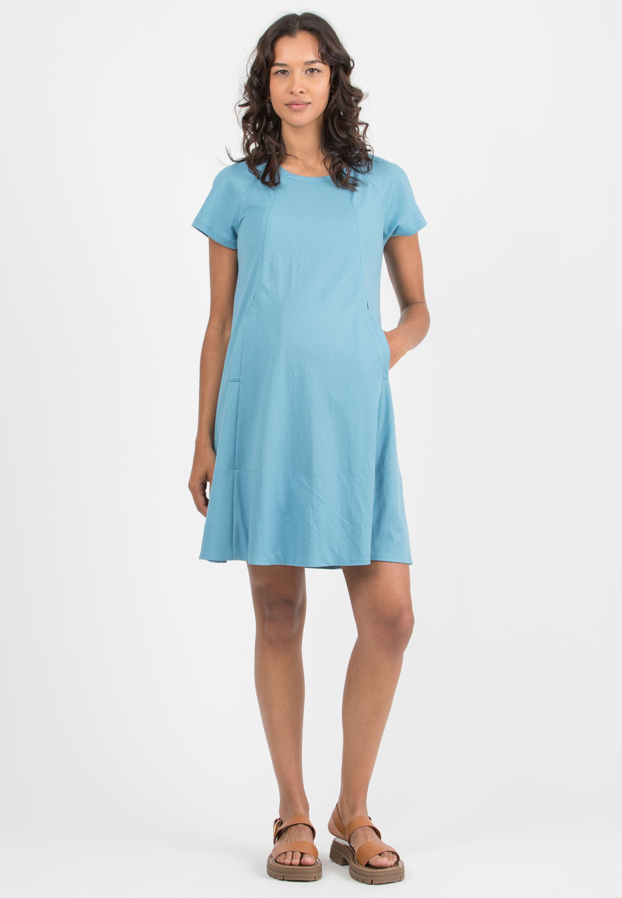 LICIA – Maternity & Nursing Dress in Viscose (Blue, XS)
