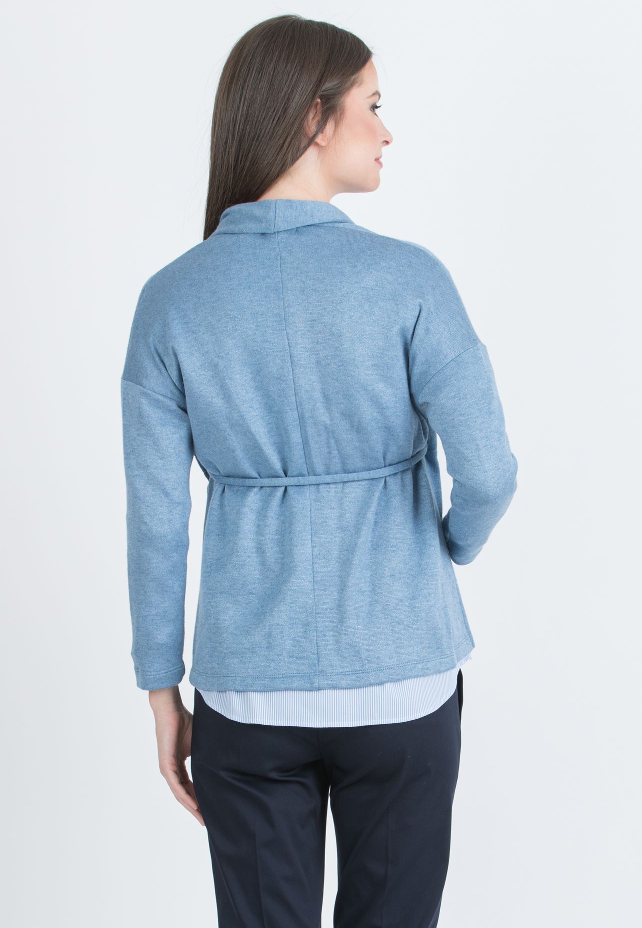 ALMA - Cardigan Premaman in Maglia con Laccio (Denim)