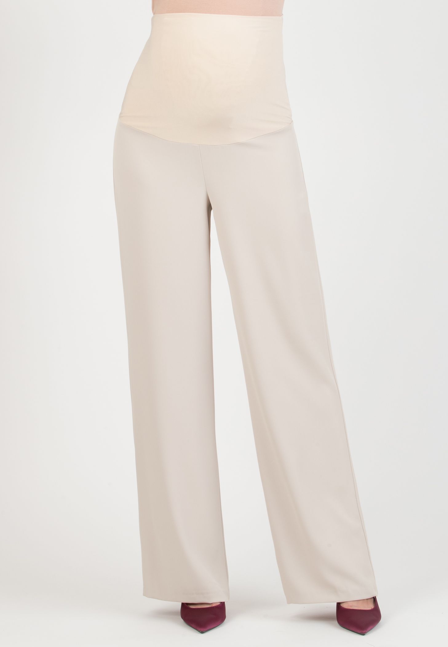 KIMBERLY – Maternity Palazzo Trousers in Cady (Gesso)