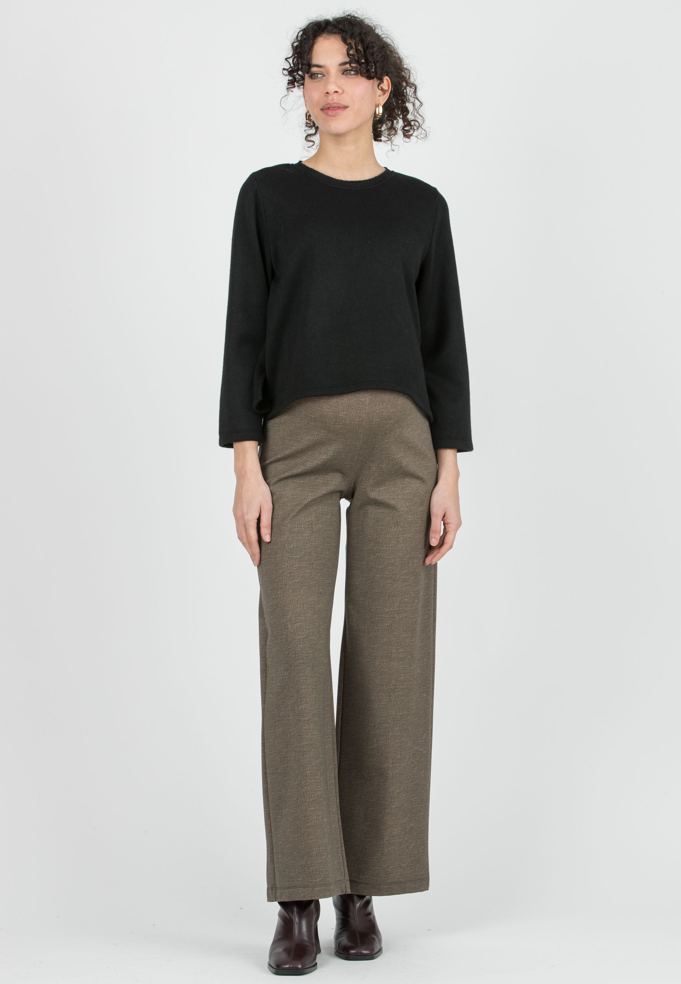 KIMBERLY - Pantalone Premaman Palazzo in Punto Milano di Viscosa (Cammello, XS)