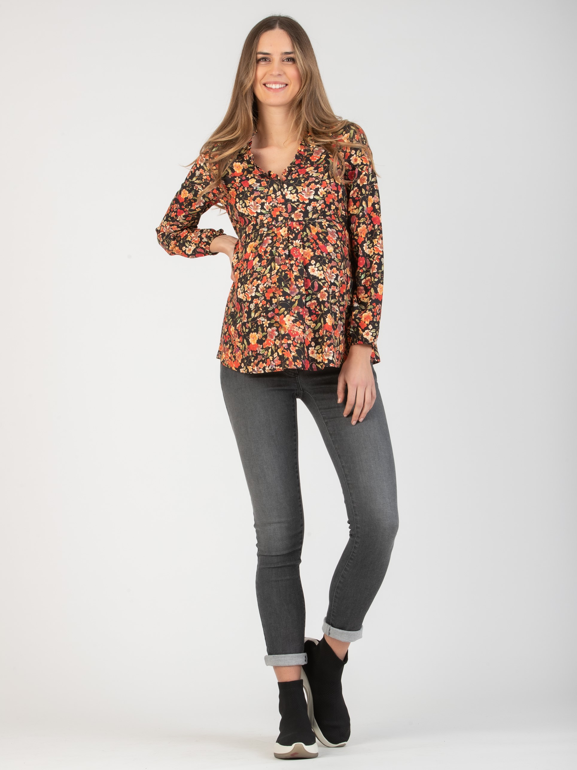 LUCE - Skinny Maternity Jeans in Super-Stretch Denim (Light Grey, XS)