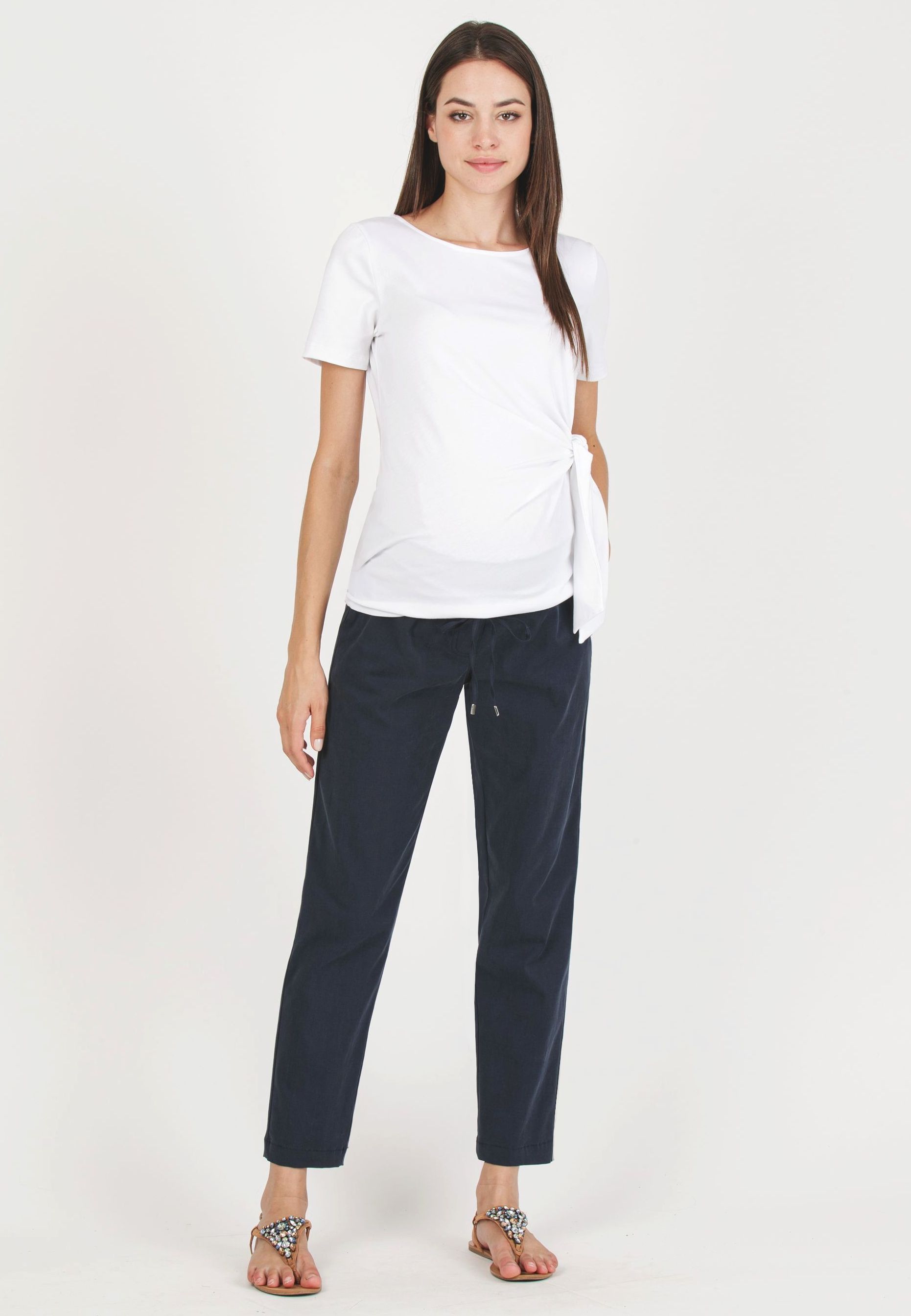 STEPH - Maternity Trousers in Soft Tencel Gabardine (Blue, XS)
