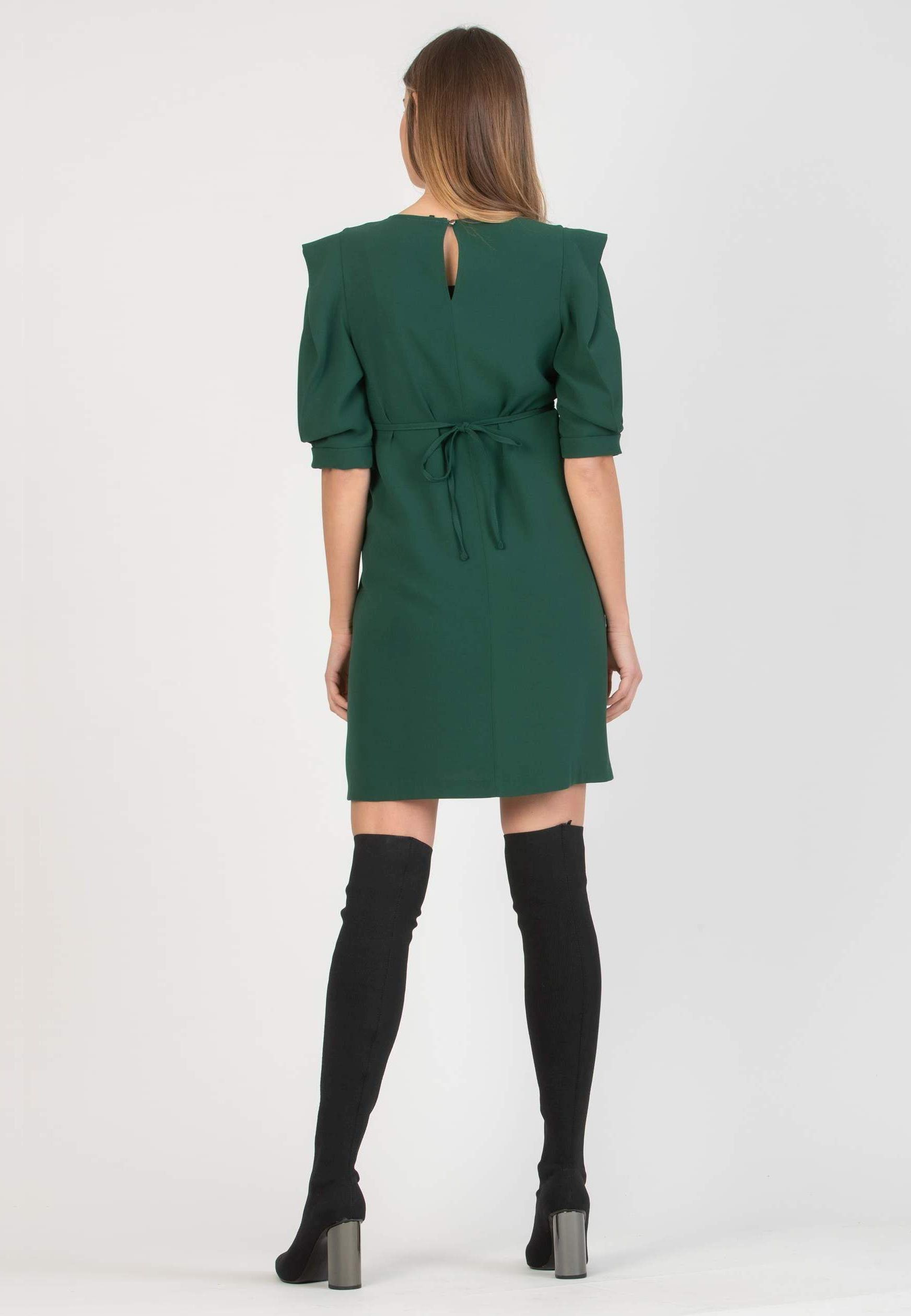 SAMANTHA - Maternity Dress with Petal Sleeves (Green, XS)