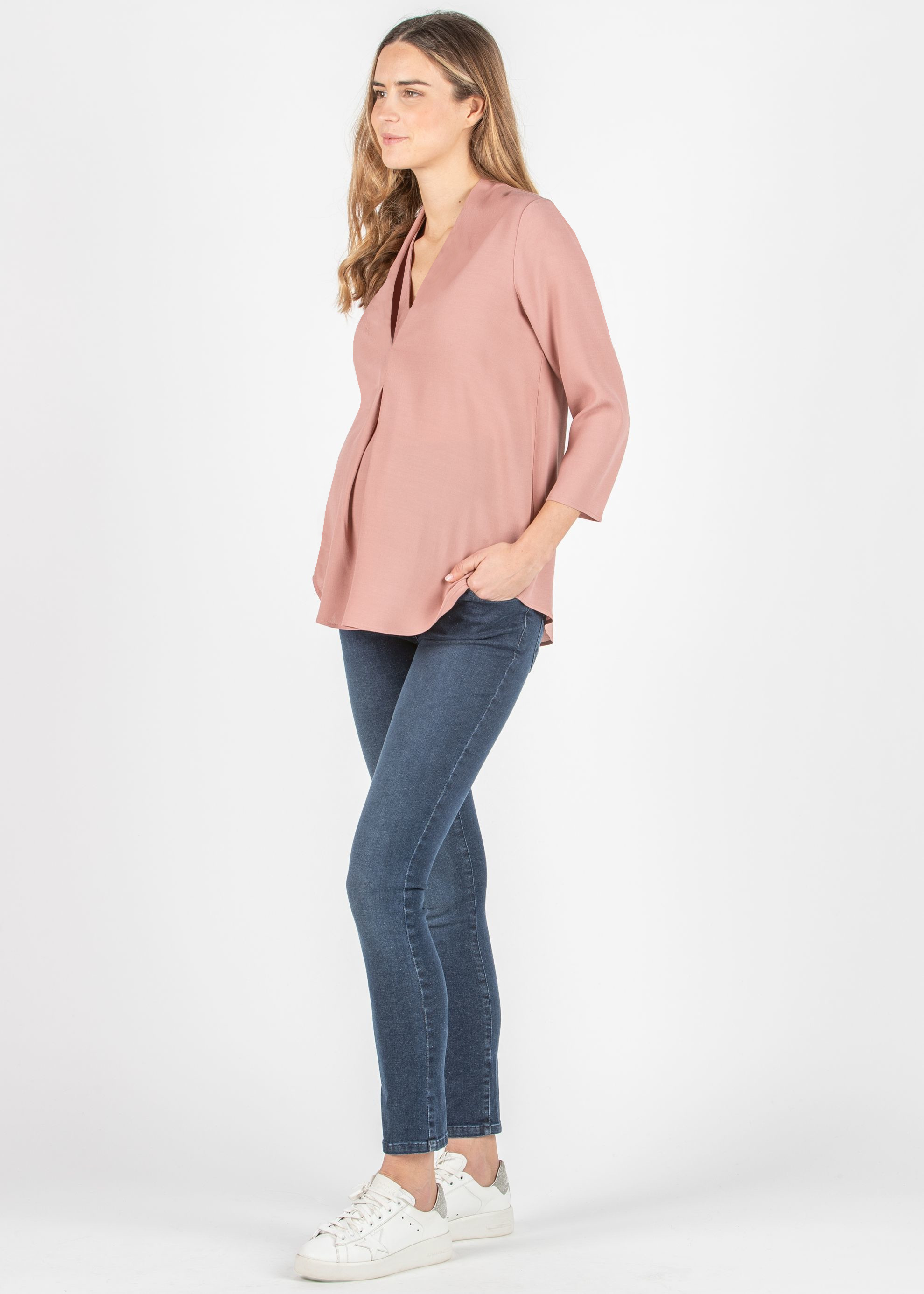 LUCE - Skinny Maternity Jeans in Super-Stretch Denim (Blue, XS)