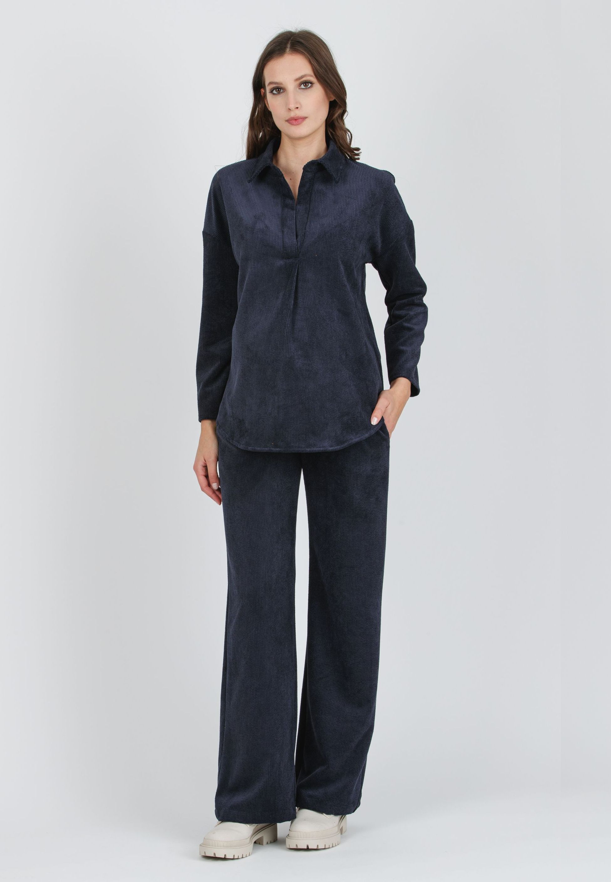 WINONA - Palazzo Maternity Trousers in Soft Corduroy (Blu)