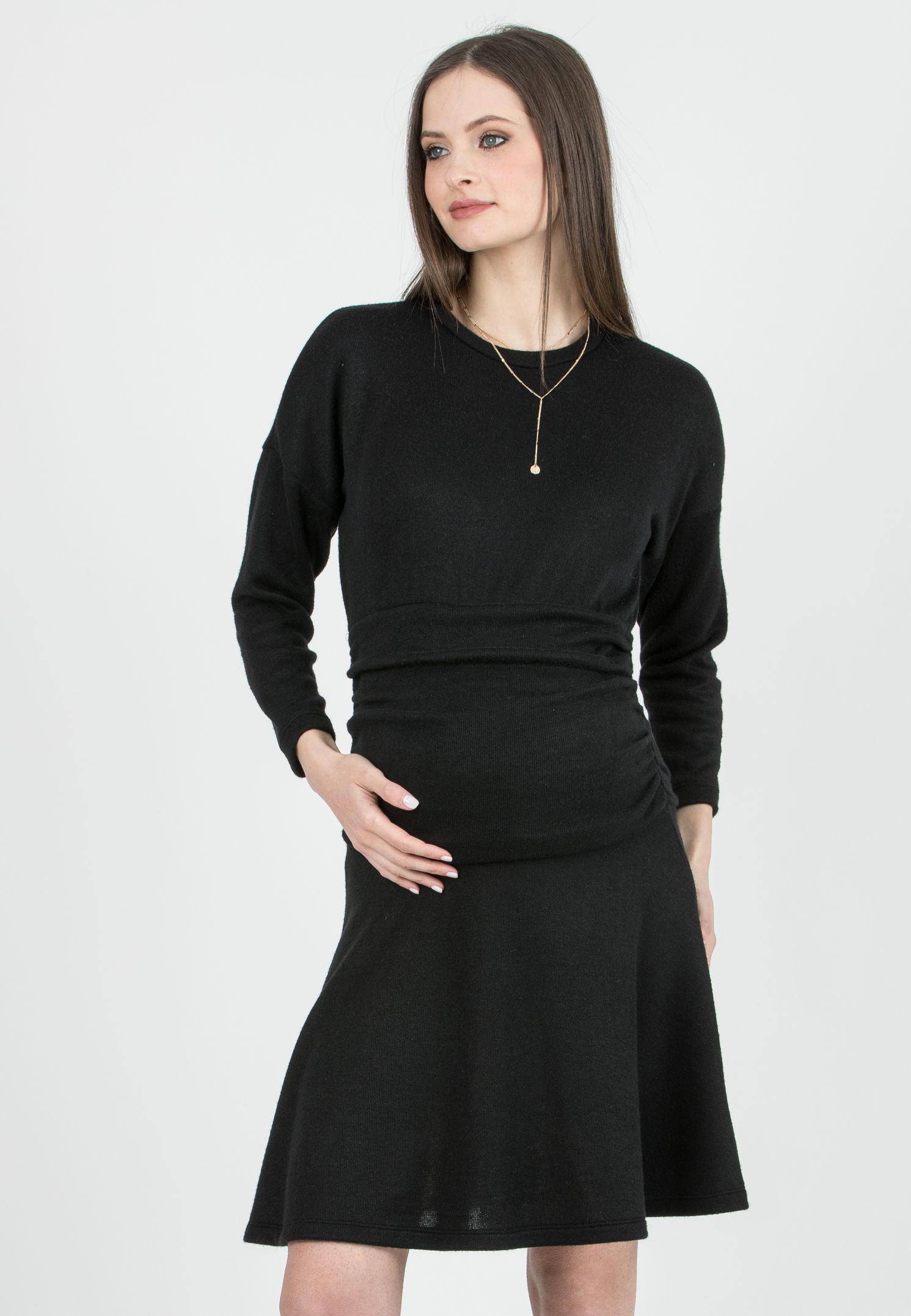 GEMMA - Maternity Dress with Belly Band (Nero)