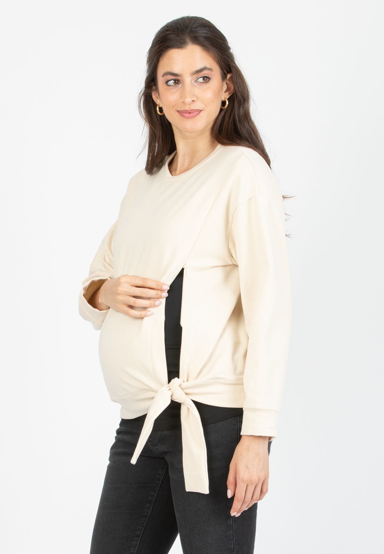 SUSI - Maternity & Nursing Sweatshirt with Hidden Zips (Naturale)