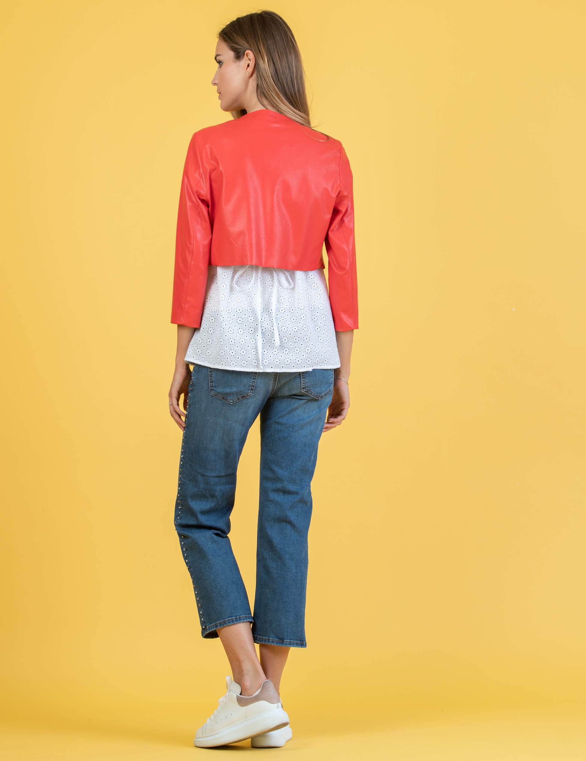 Short Maternity Jacket in Eco-leather (Rosso)