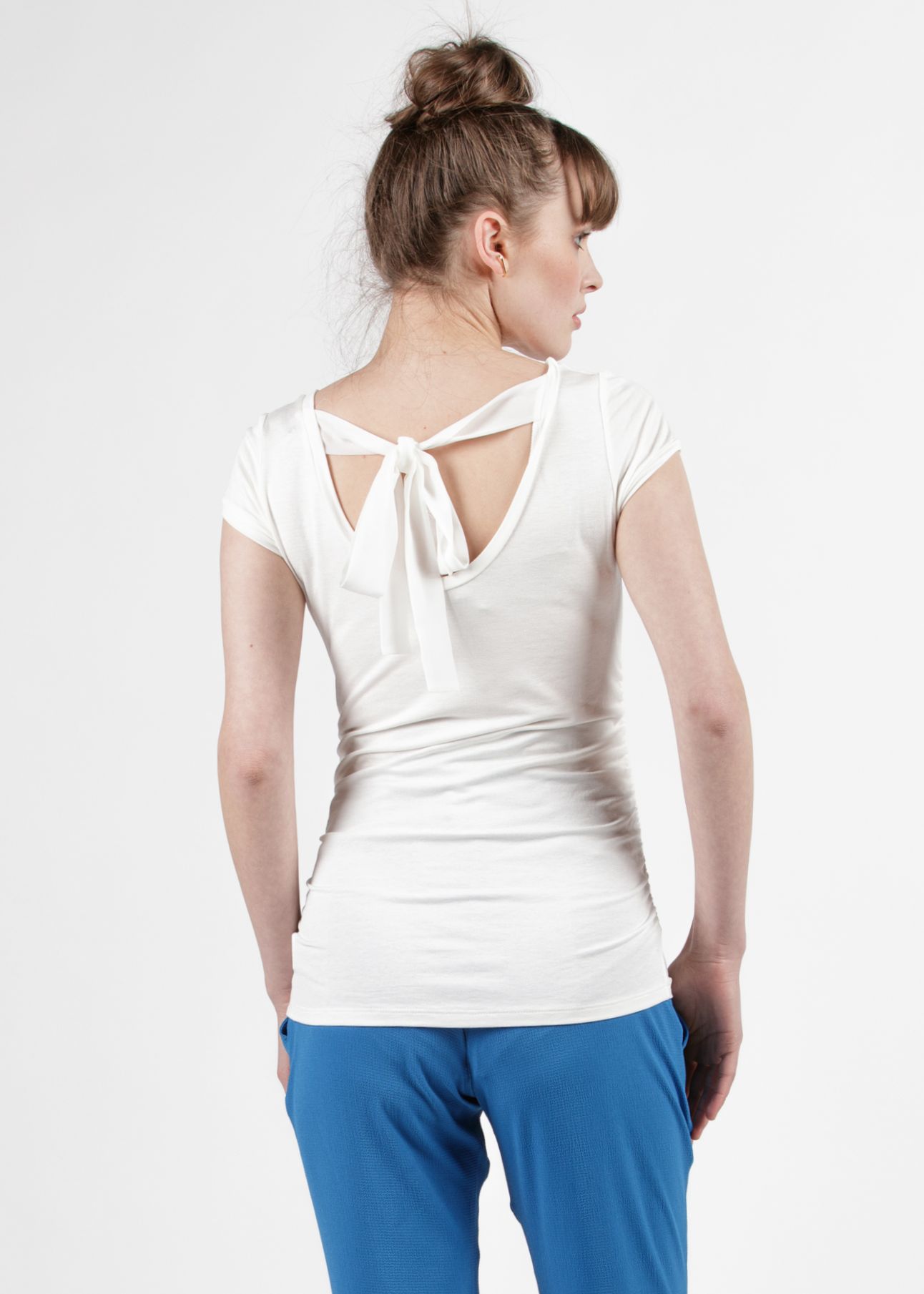 GIUDITTA - Maternity Top with Back Bow (Ivory, XS)