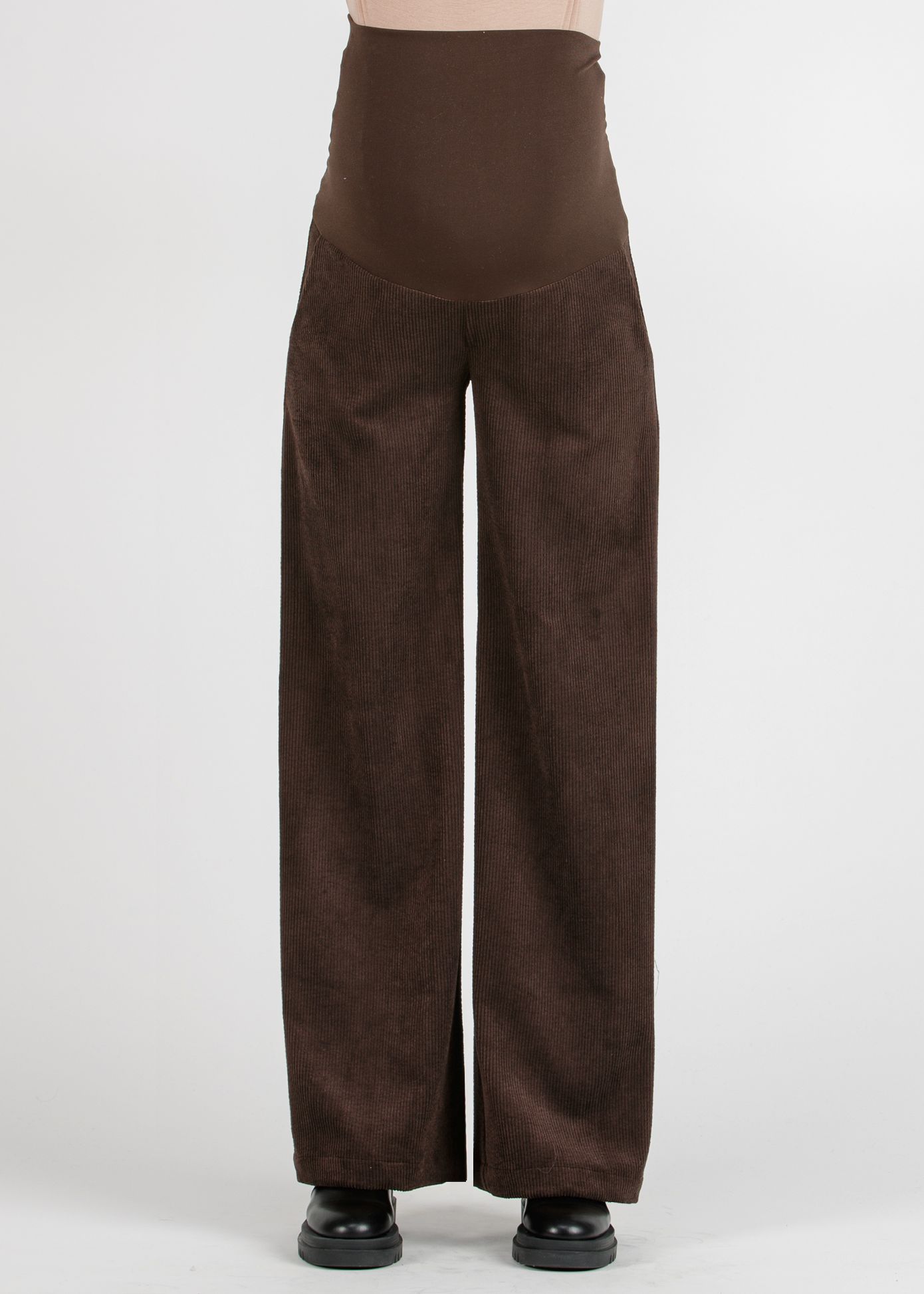 WINONA - Palazzo Maternity Trousers in Soft Corduroy (Marrone)